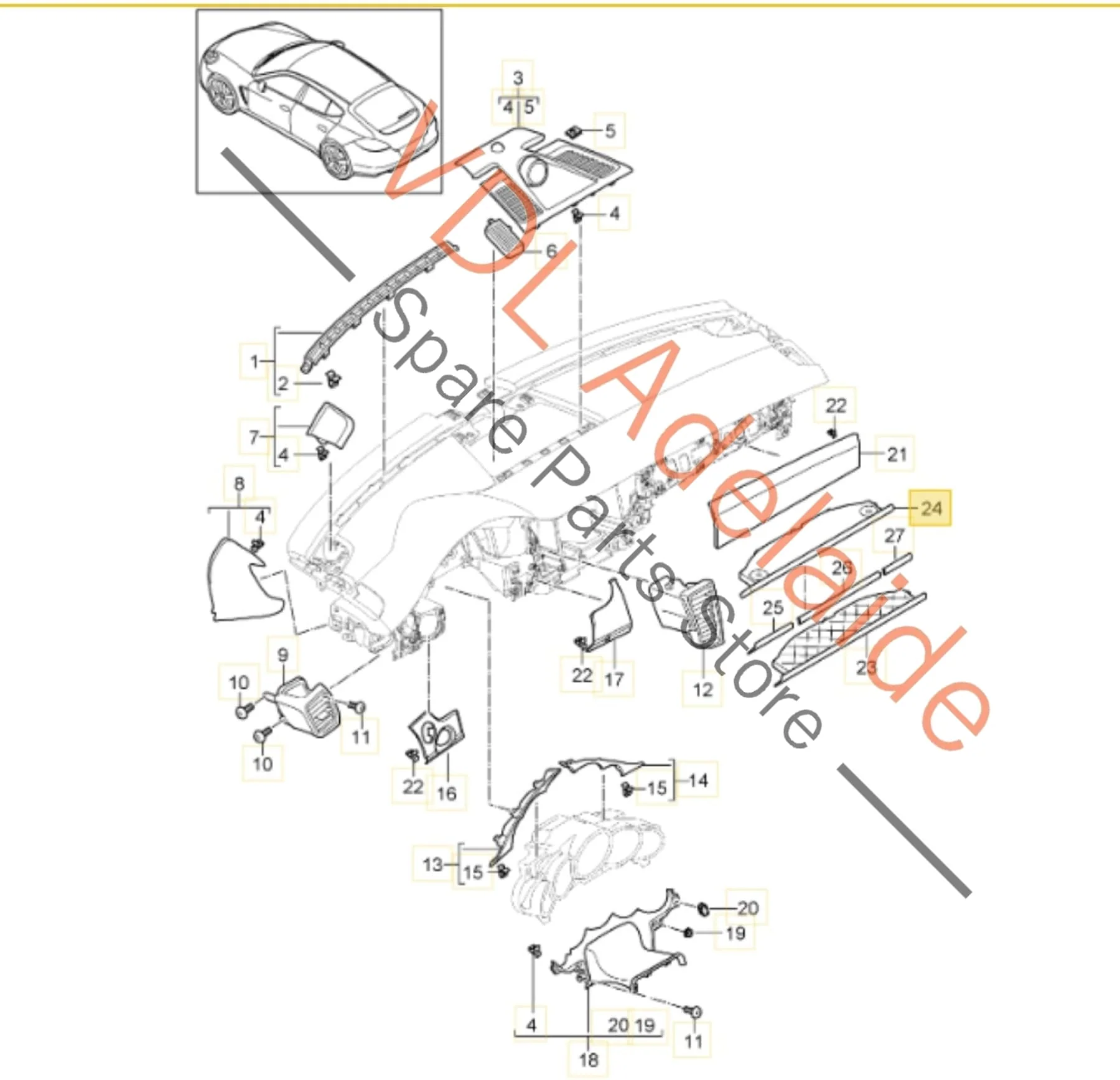 Porsche Panamera Drinks Holder Flip Out Fold Away 97055239300 - Image 2
