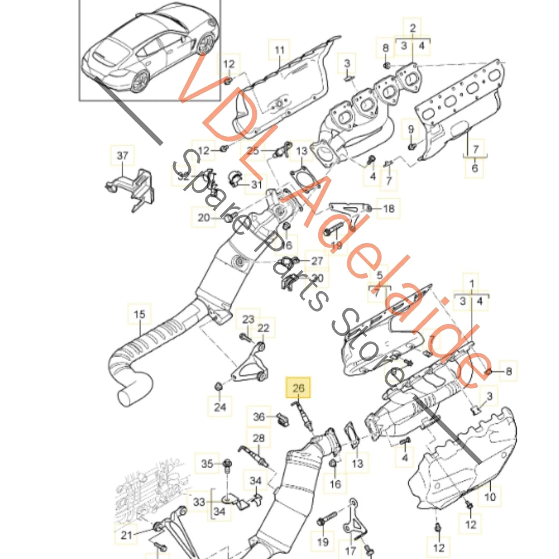 Porsche Panamera 970 Lambda Probe Oxygen Sensor Upstream bank 1 Cyls 1-4 97060612401 - Image 2