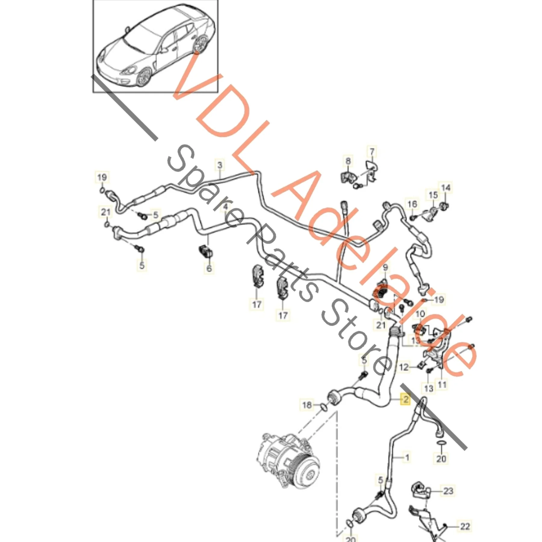 Porsche Panamera 970 AC Refrigerant Hose Pipe 97057309701 - Image 2