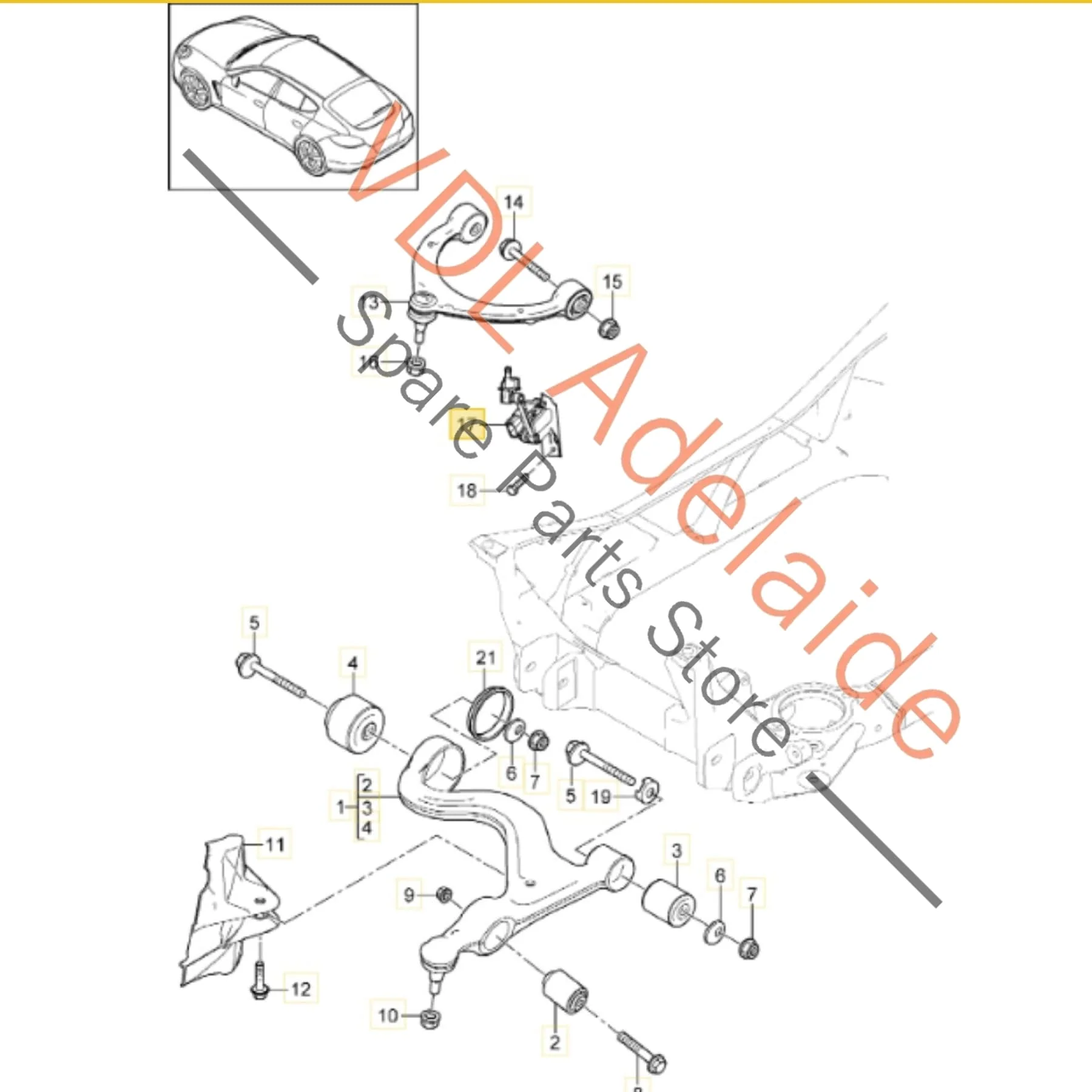Porsche Panamera 970 Front Right Suspension Level Sensor 97034302203 - Image 2