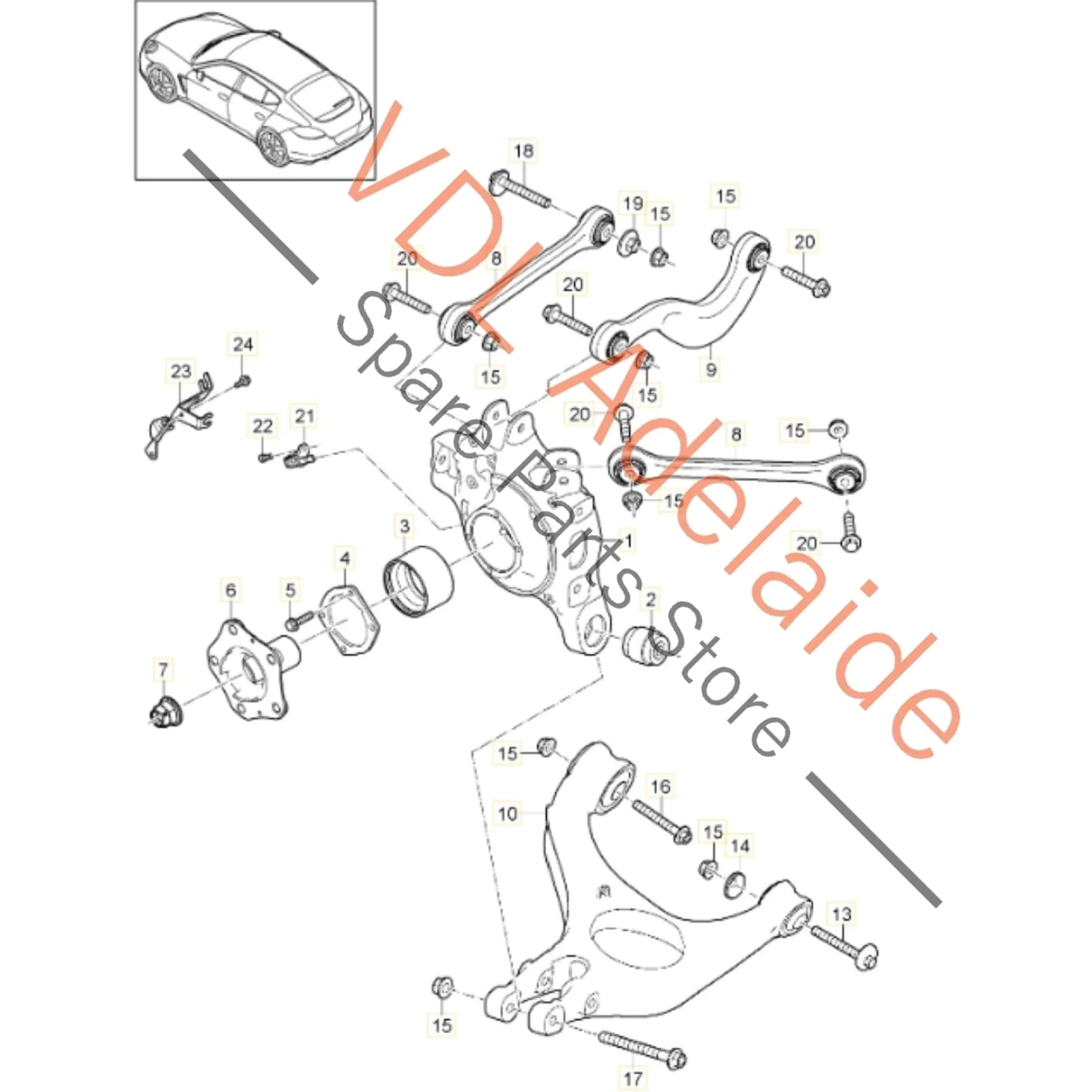 Porsche Panamera 970 Rear Right Suspension Arm Set Wishbone 97033104204 - Image 2