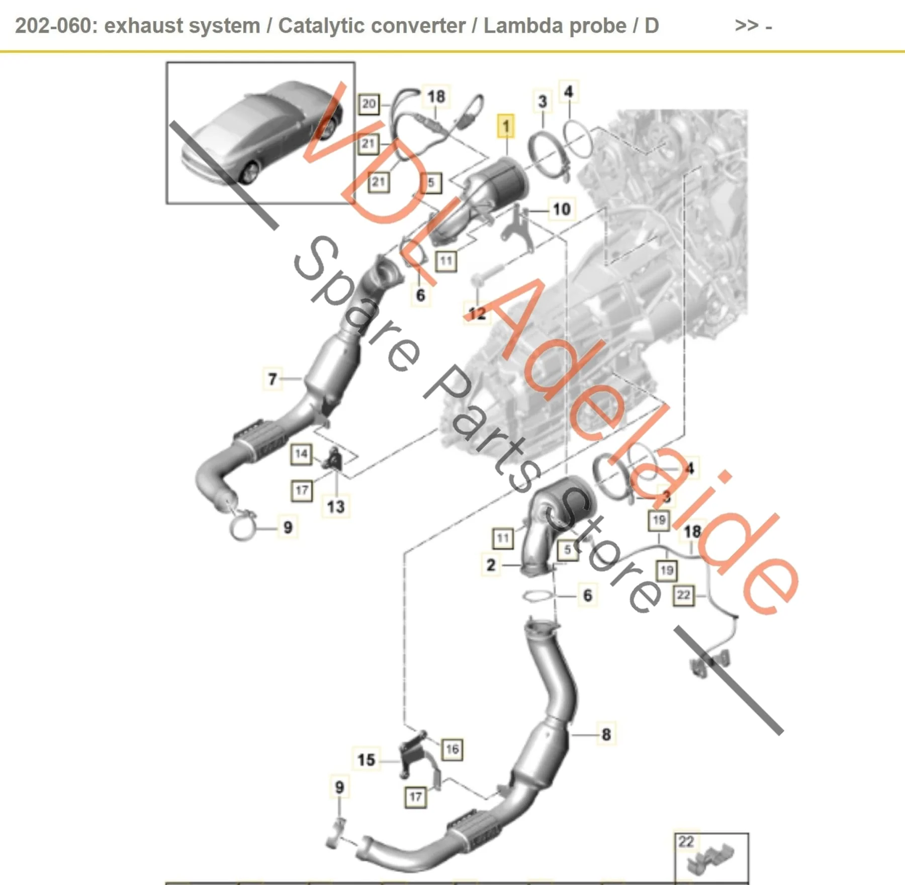 Porsche Panamera 971 V6 Catalytic Converter Left Side 971254300K - Image 2