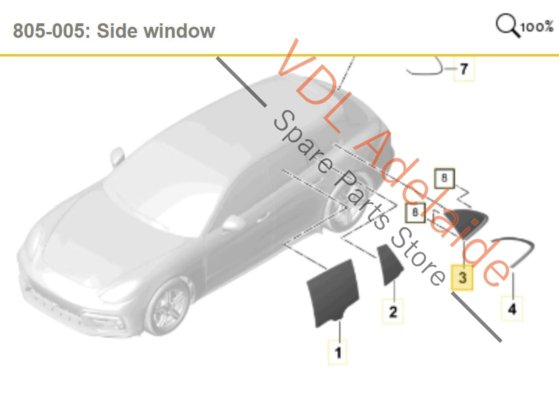 Porsche Panamera Turismo Rear Left Side Window 974845297G - Image 2