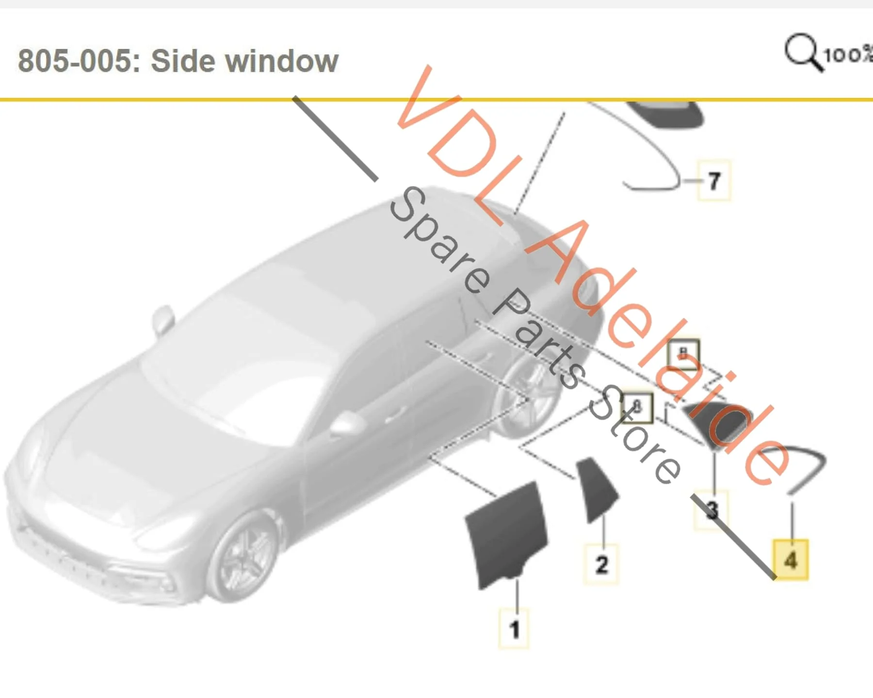 Porsche Panamera Turismo Rear Left Side Window Exterior Trim Black 974853995B - Image 2
