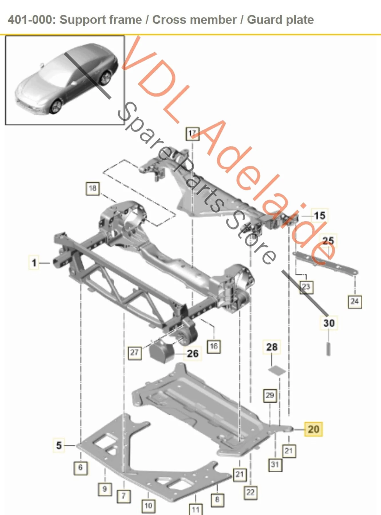 Porsche Panamera 971 Bottom Skid Pan Reinforcement Plate 971407129J 971407129S - Image 2