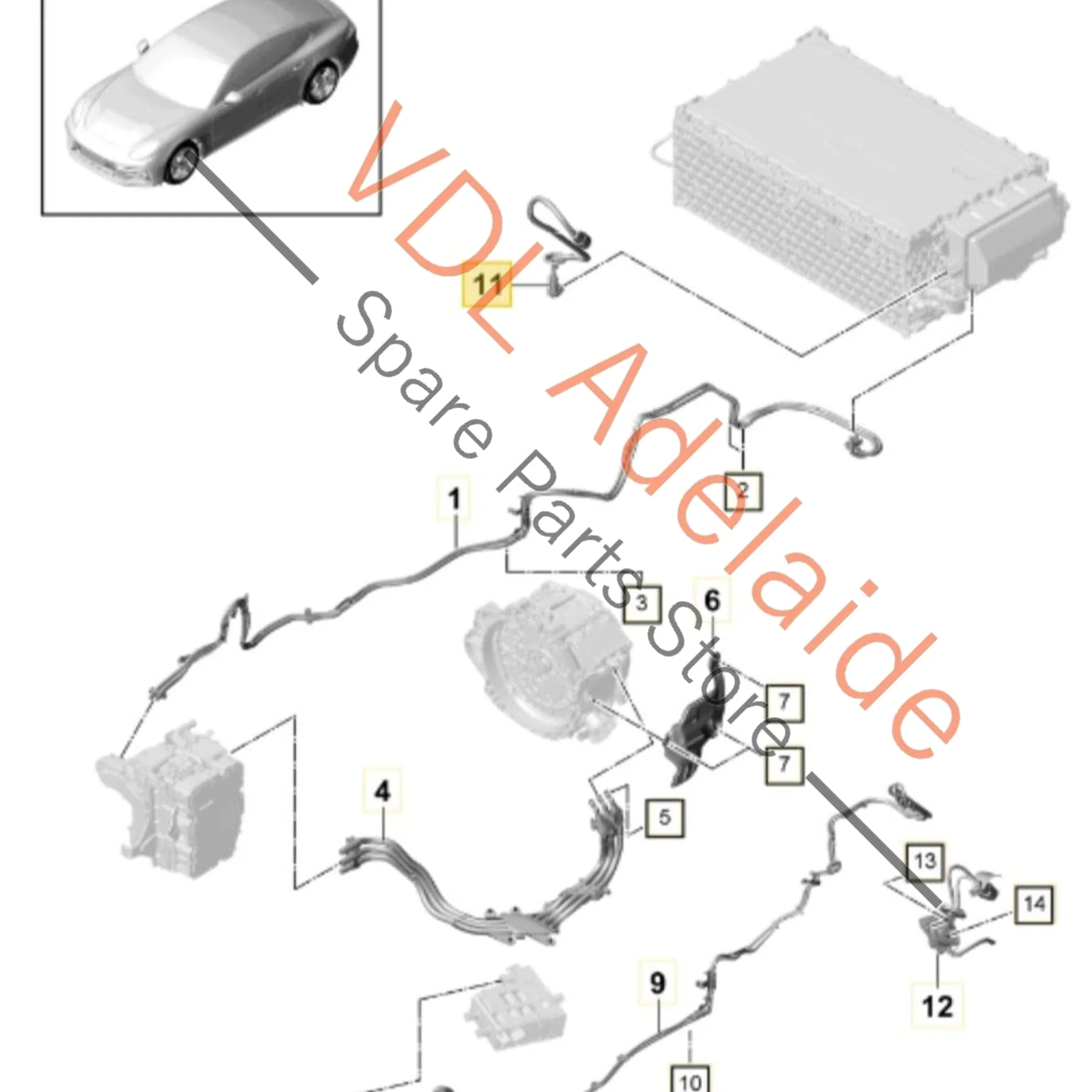 Porsche High Voltage Battery Connection Cable Wire 971971602 - Image 2