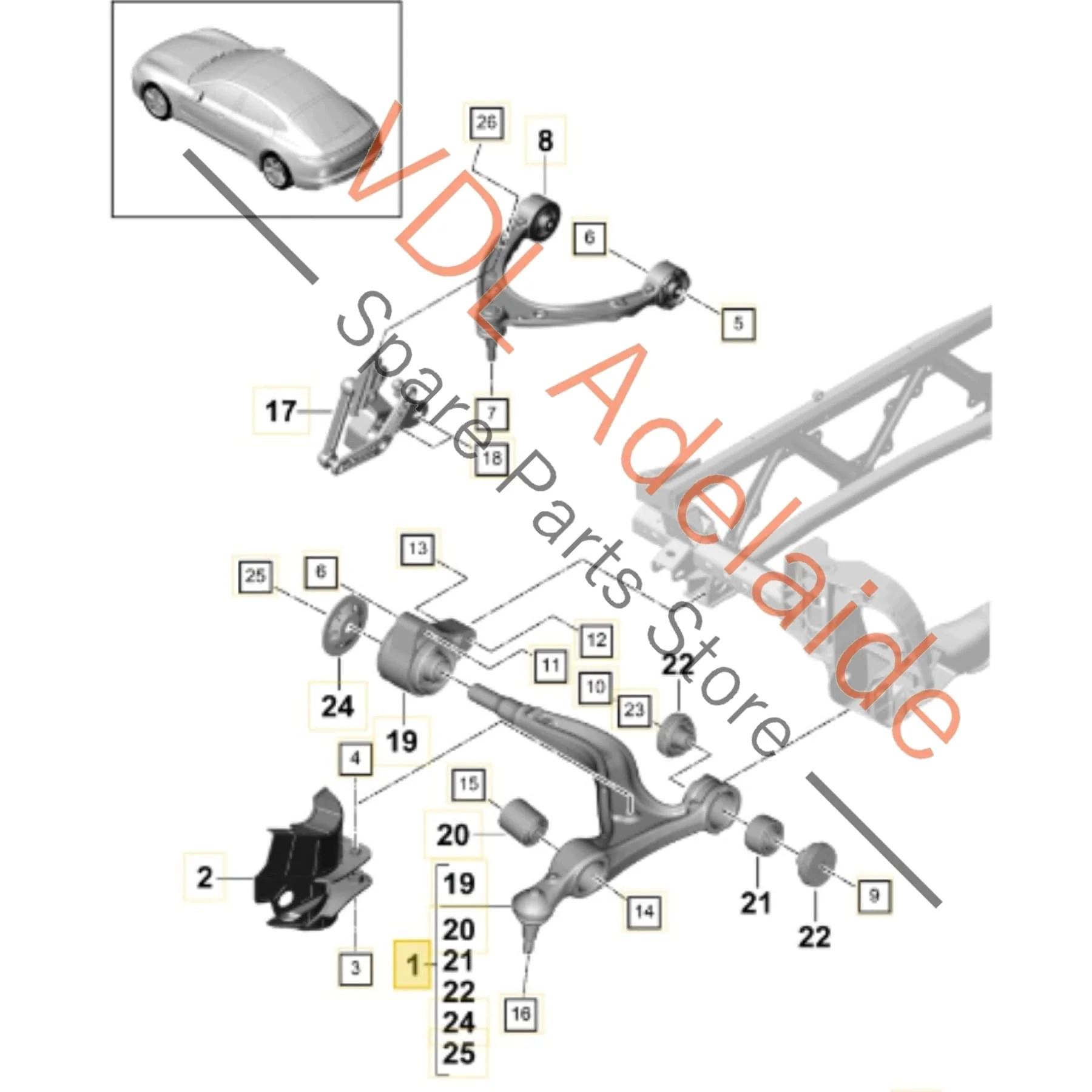 Porsche Panamera 971 Front Left Lower Control Arm 971407152T - Image 2
