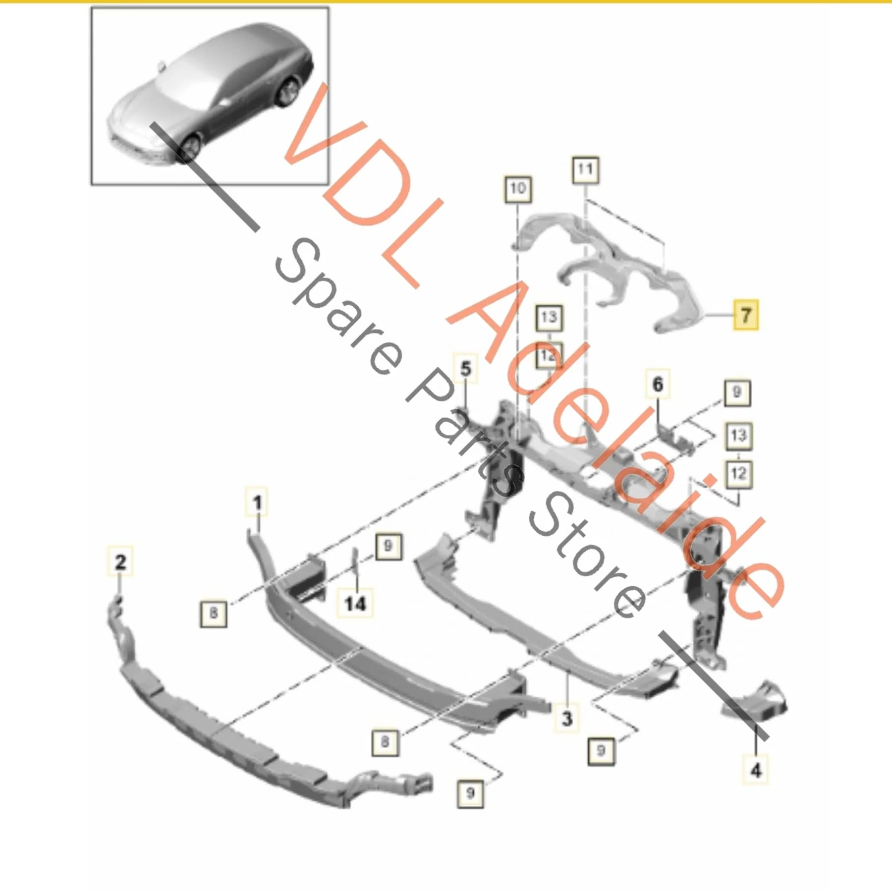 Porsche Panamera 971 Front Radiator Reinforcement Panel 971805561A - Image 2