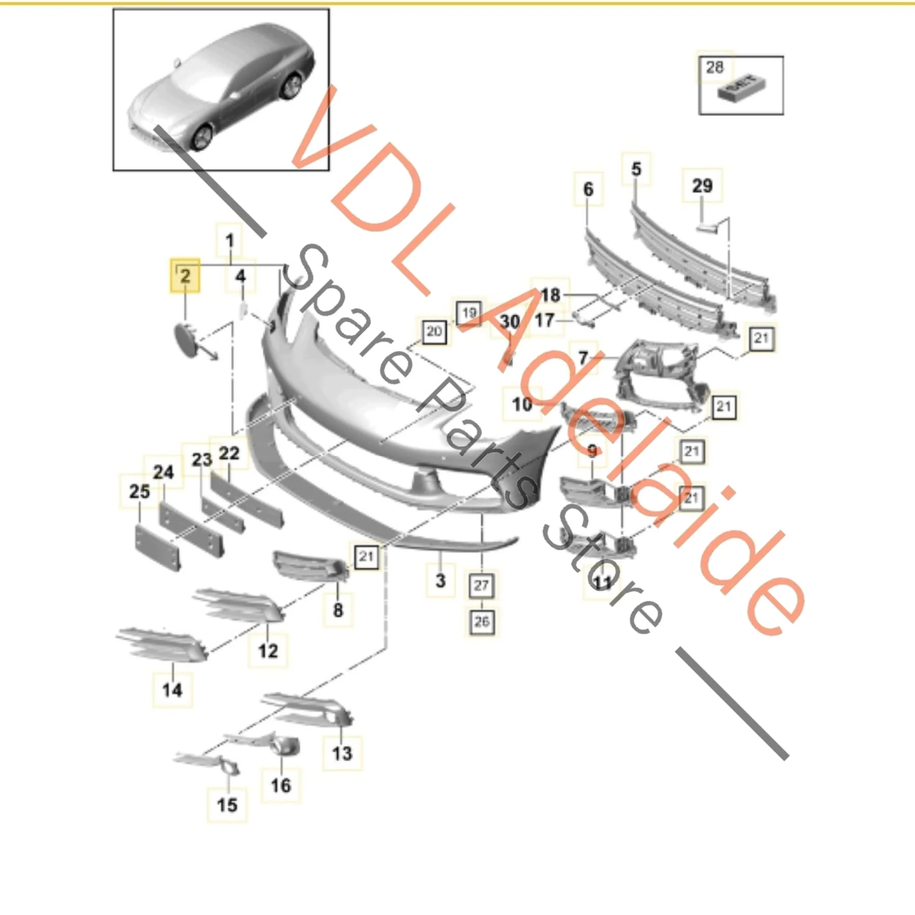 Porsche Panamera 971 Cover for Tow Hook Front Bumper 971807155 - Image 2