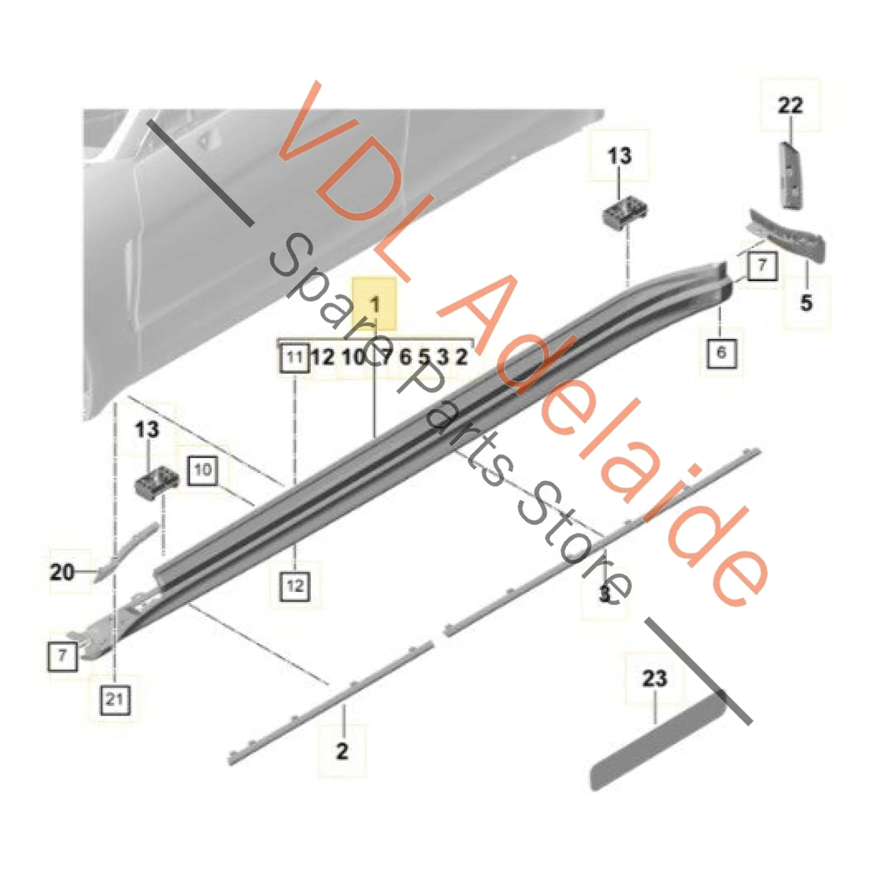 Porsche Panamera 971 Right RHS Side Skirt Rocker Panel Moulding 971854884B - Image 3