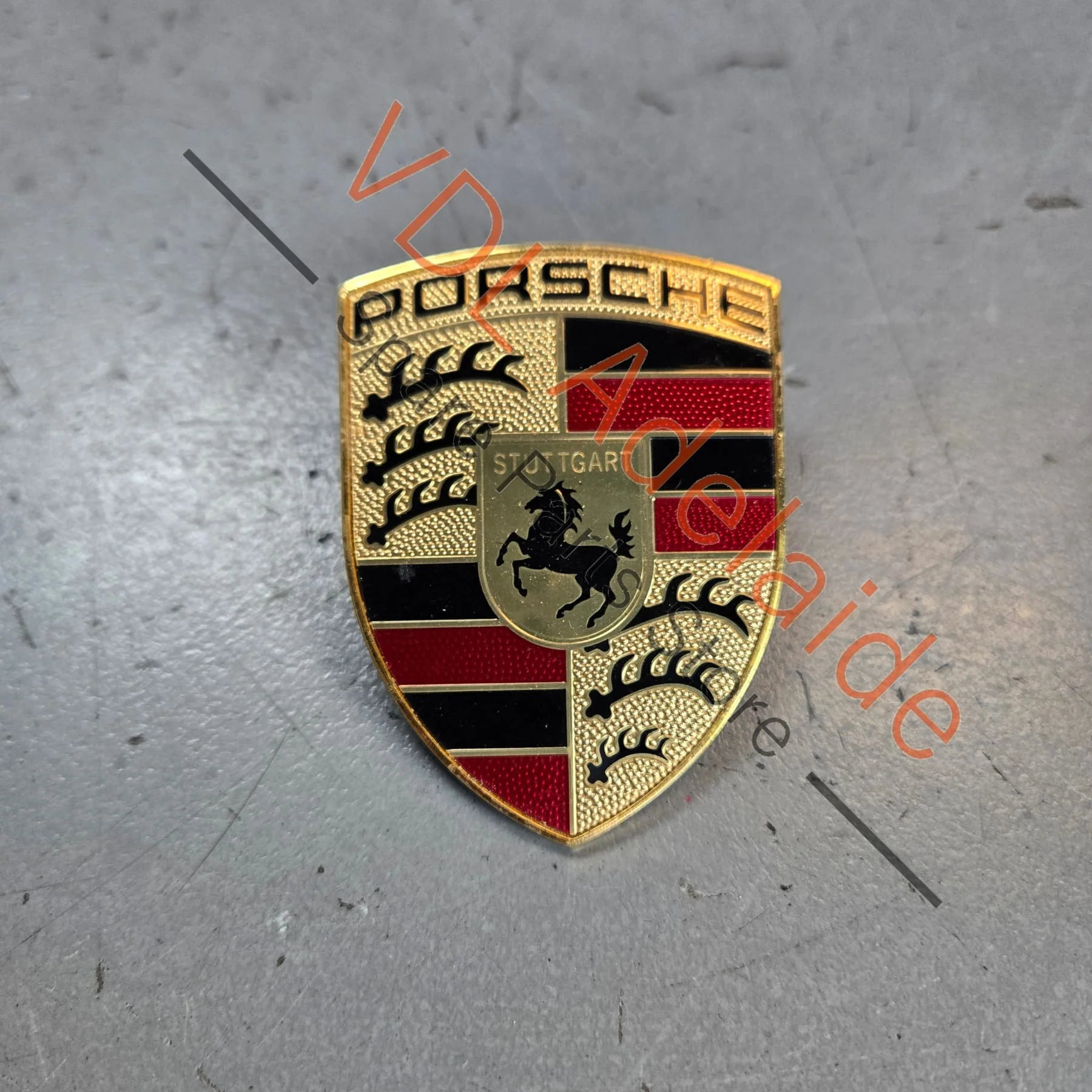 Porsche Bonnet Badge Emblem Gold 9P1853601 Cayenne 911 Boxster Macan