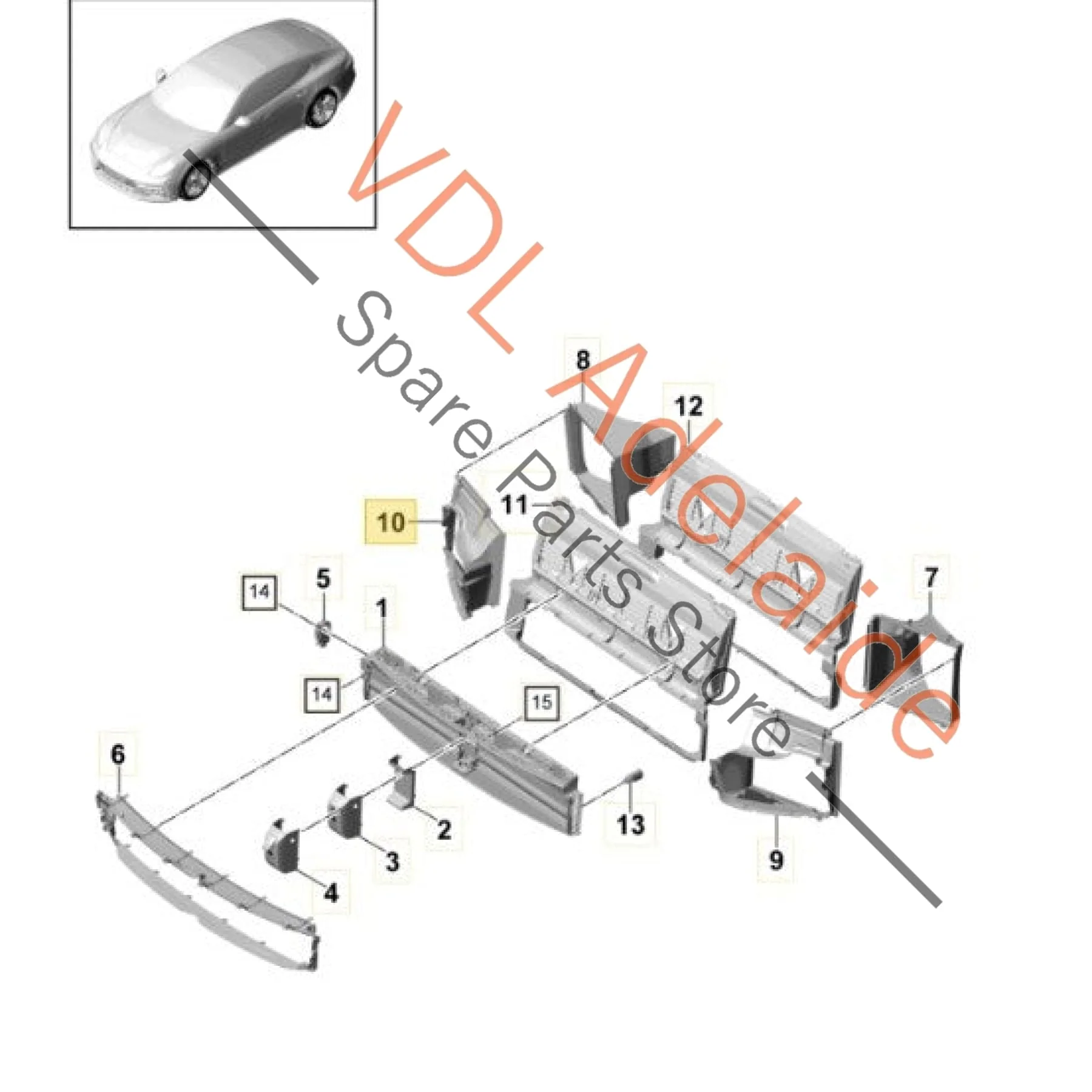 Porsche Panamera 971 Right Side Air Guide for Intercooler 971121334C - Image 2