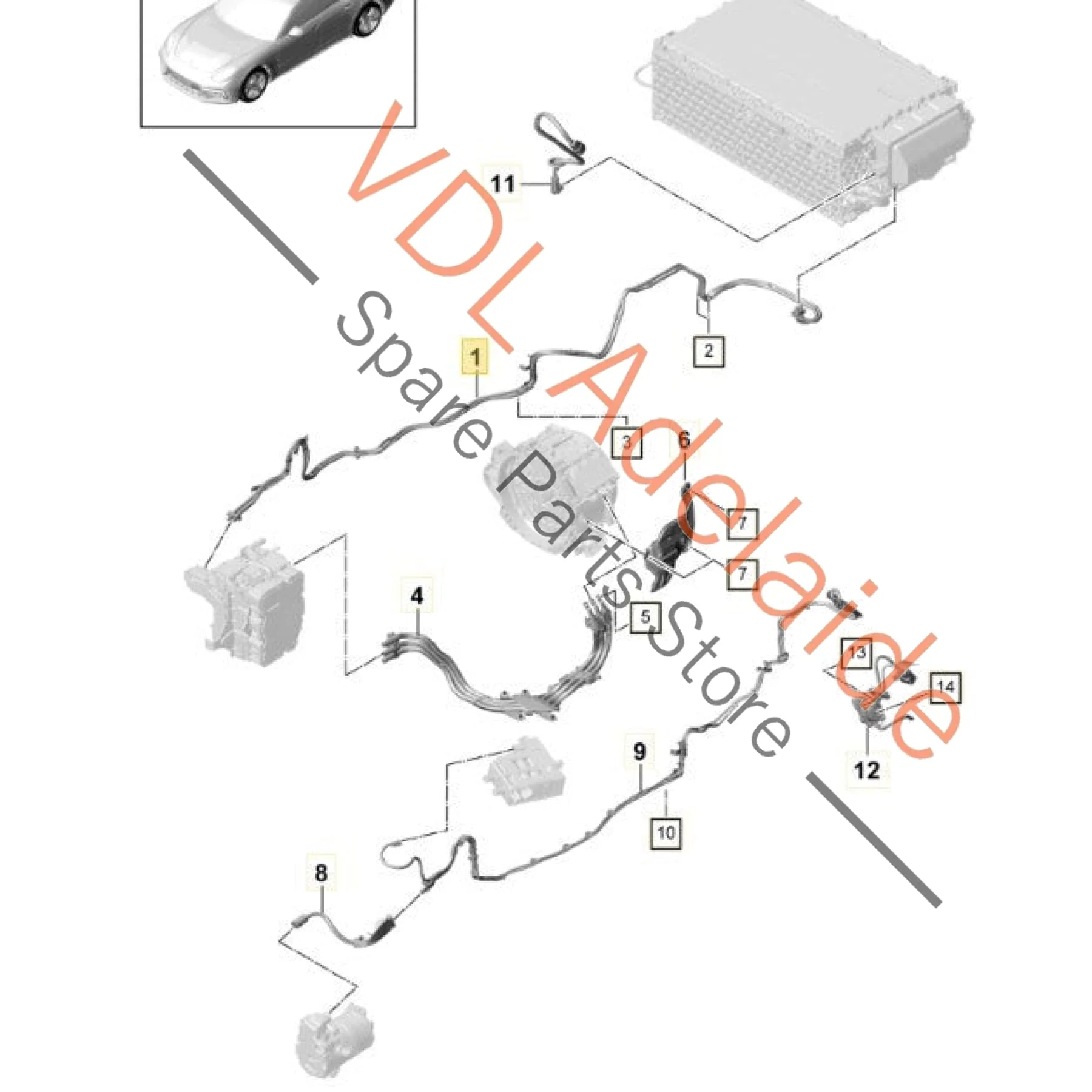 Porsche Panamera 971 e-Hybrid HV Hybrid Battery Wiring Cable 971971015AD - Image 2