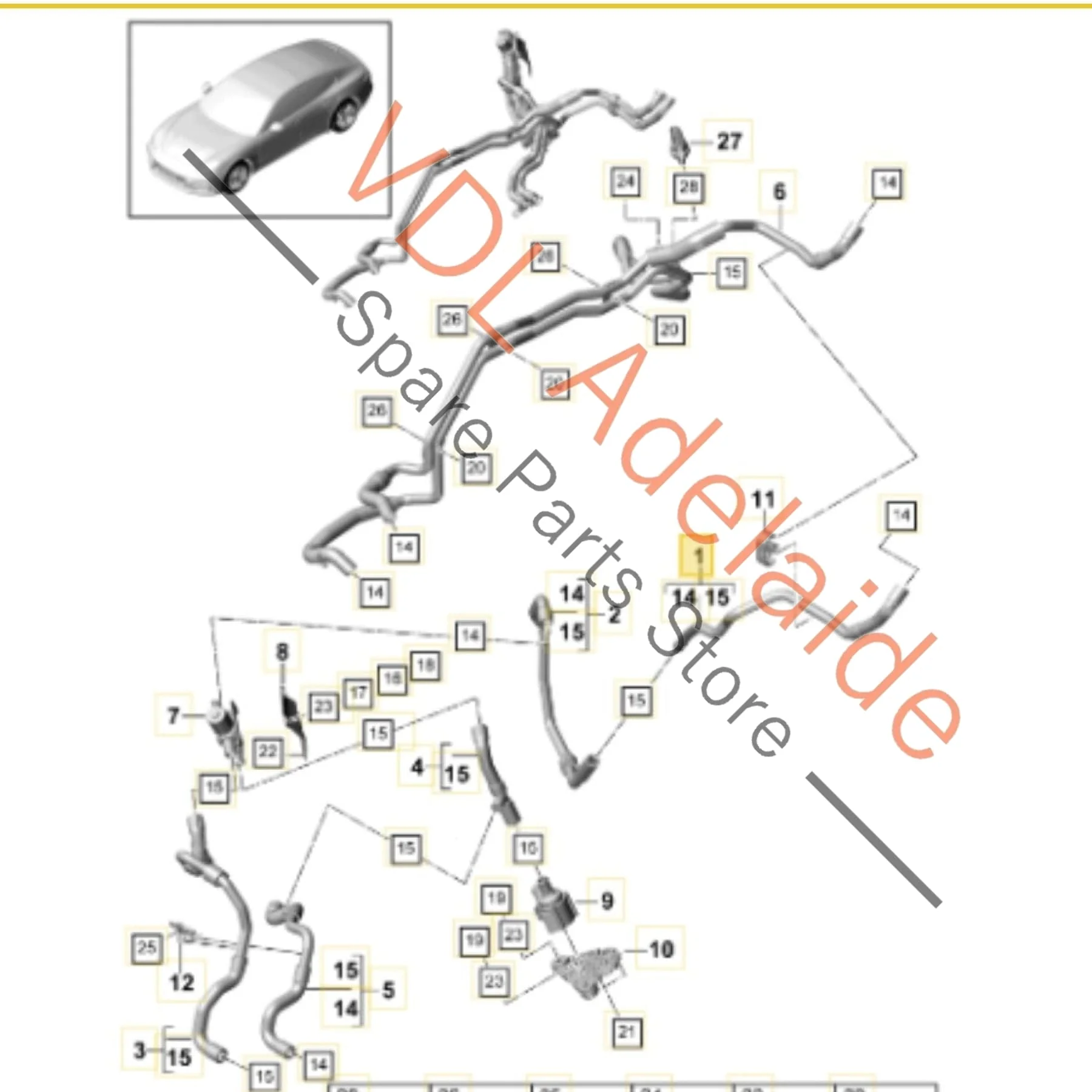 Porsche Panamera 971 Coolant Pipe Hose 971819334F 9A781933420 - Image 2