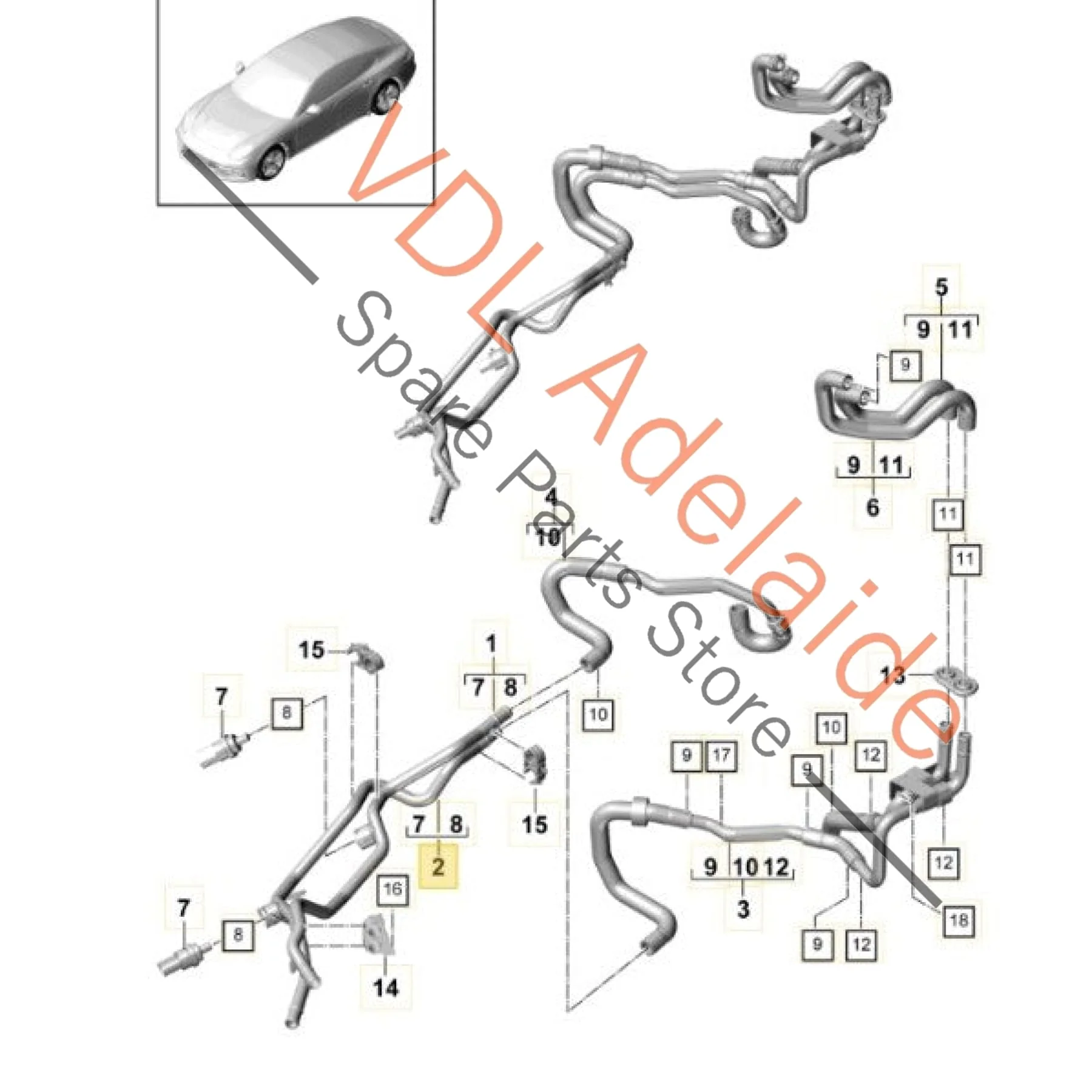 Porsche Panamera 971 Coolant / Refrigerant Pipe Hose 971820442A - Image 2