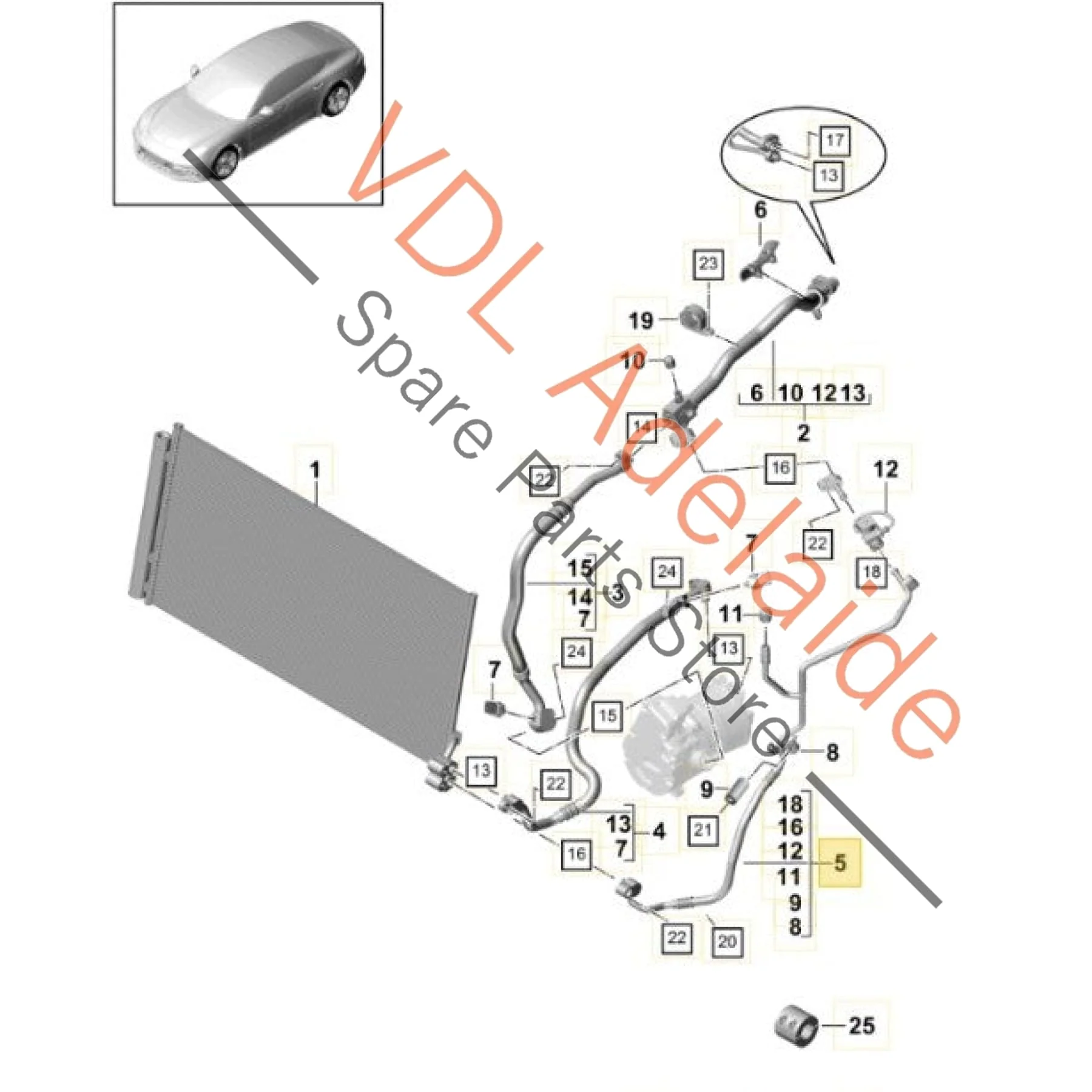 Porsche Panamera 971 Refrigerant Gas AC Pipe 971260757C - Image 2