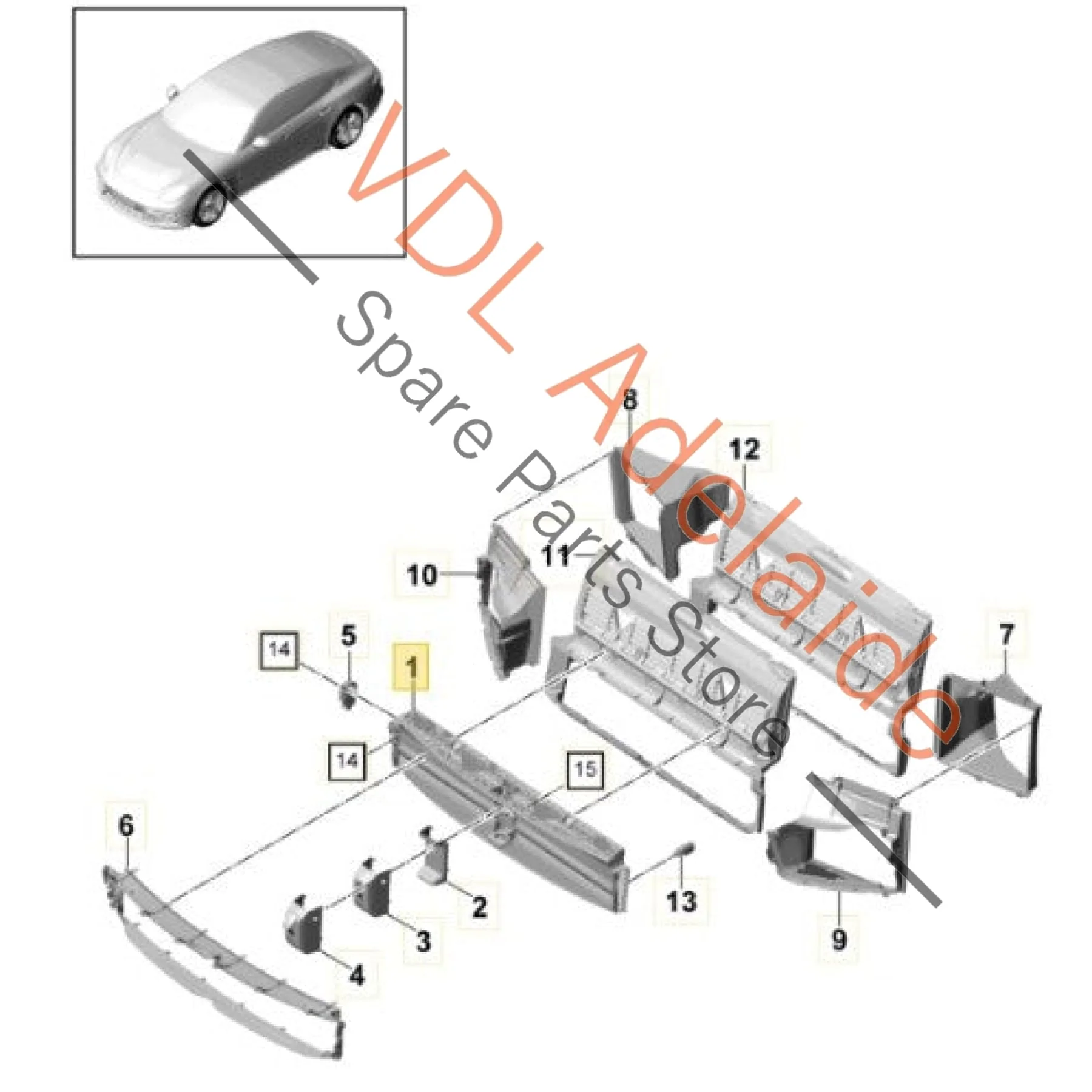 Porsche Panamera Radiator Vent Flap with Servomotor 95B965501AA 971121257B - Image 2