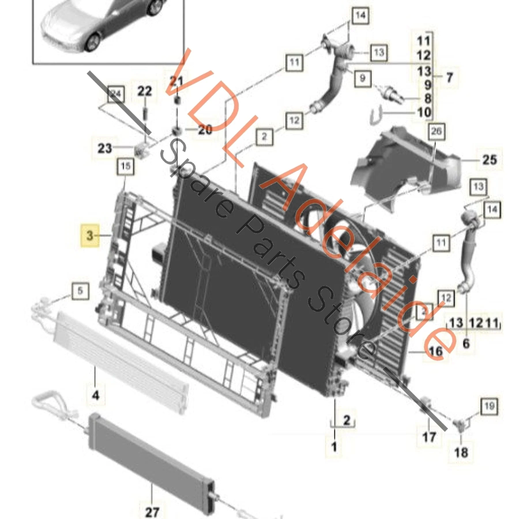 Porsche Panamera Radiator Mounting Bracket PAE121068 971121068D - Image 2