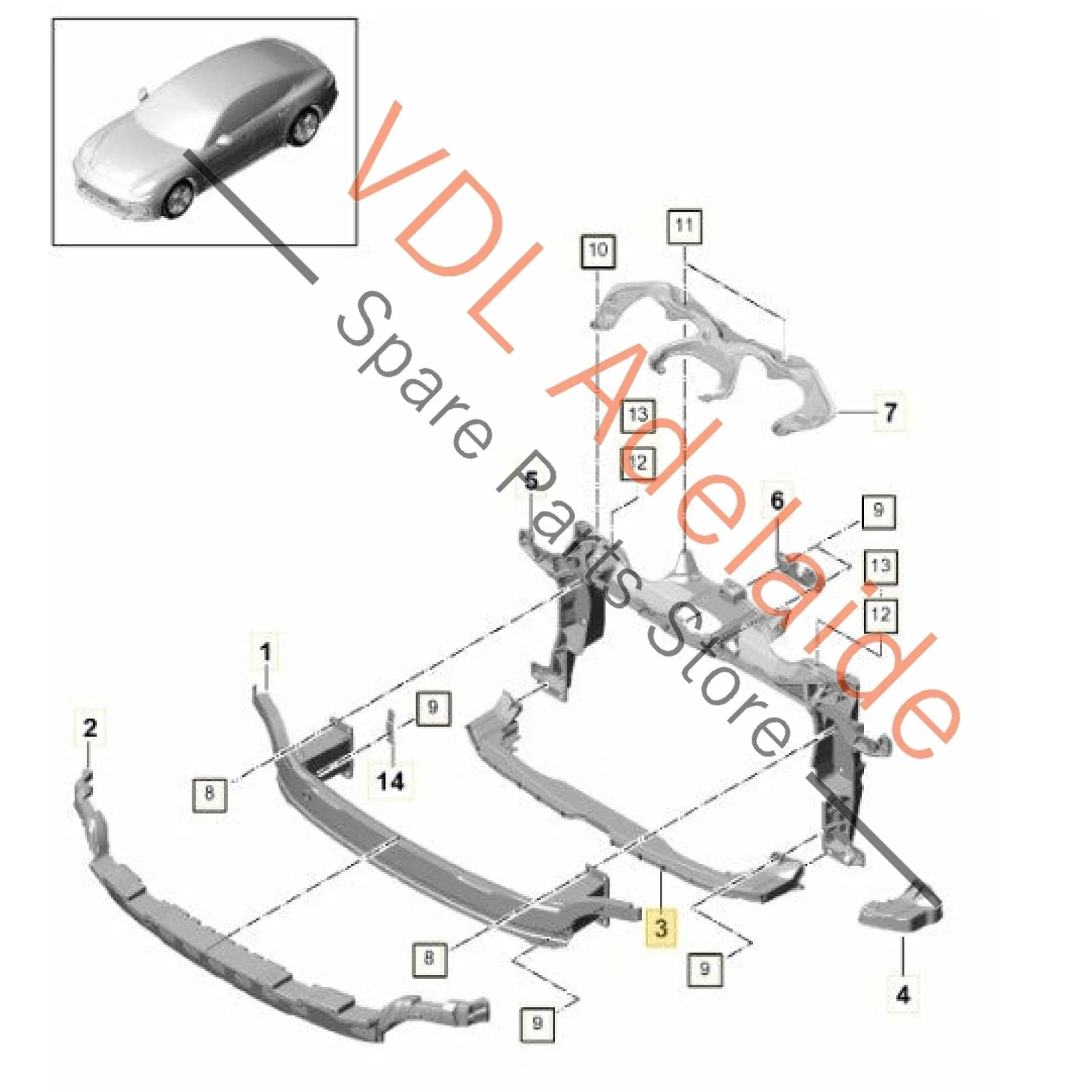 Porsche Panamera 971 Front Lower Bumper Support Bracket 971803821B - Image 2