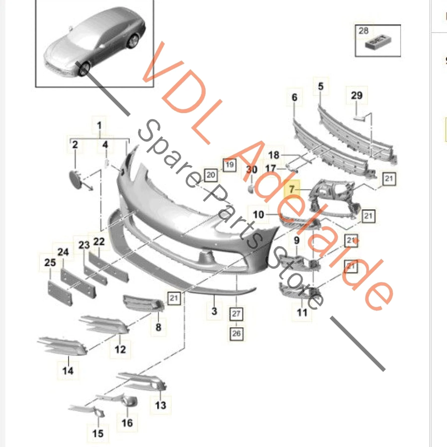 Porsche Panamera 971 Front Bumper Left side Bracket for Grille 971807681 - Image 3
