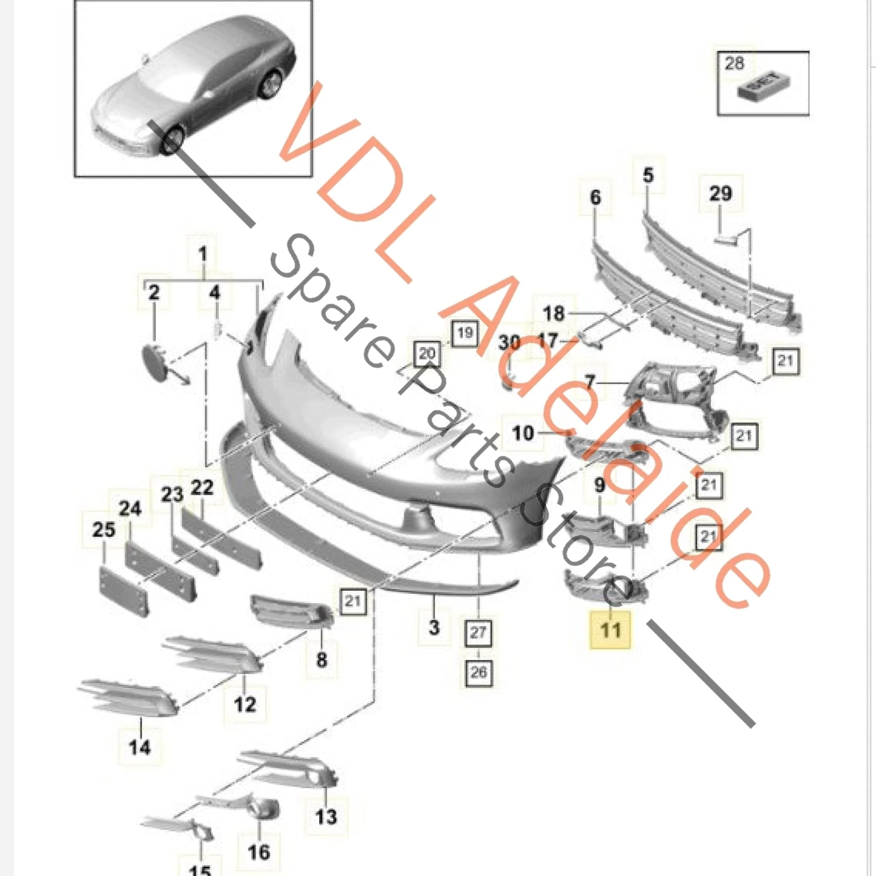 Porsche Panamera 971 Front Left Bumper Radar Bracket Trim 971807985B - Image 2