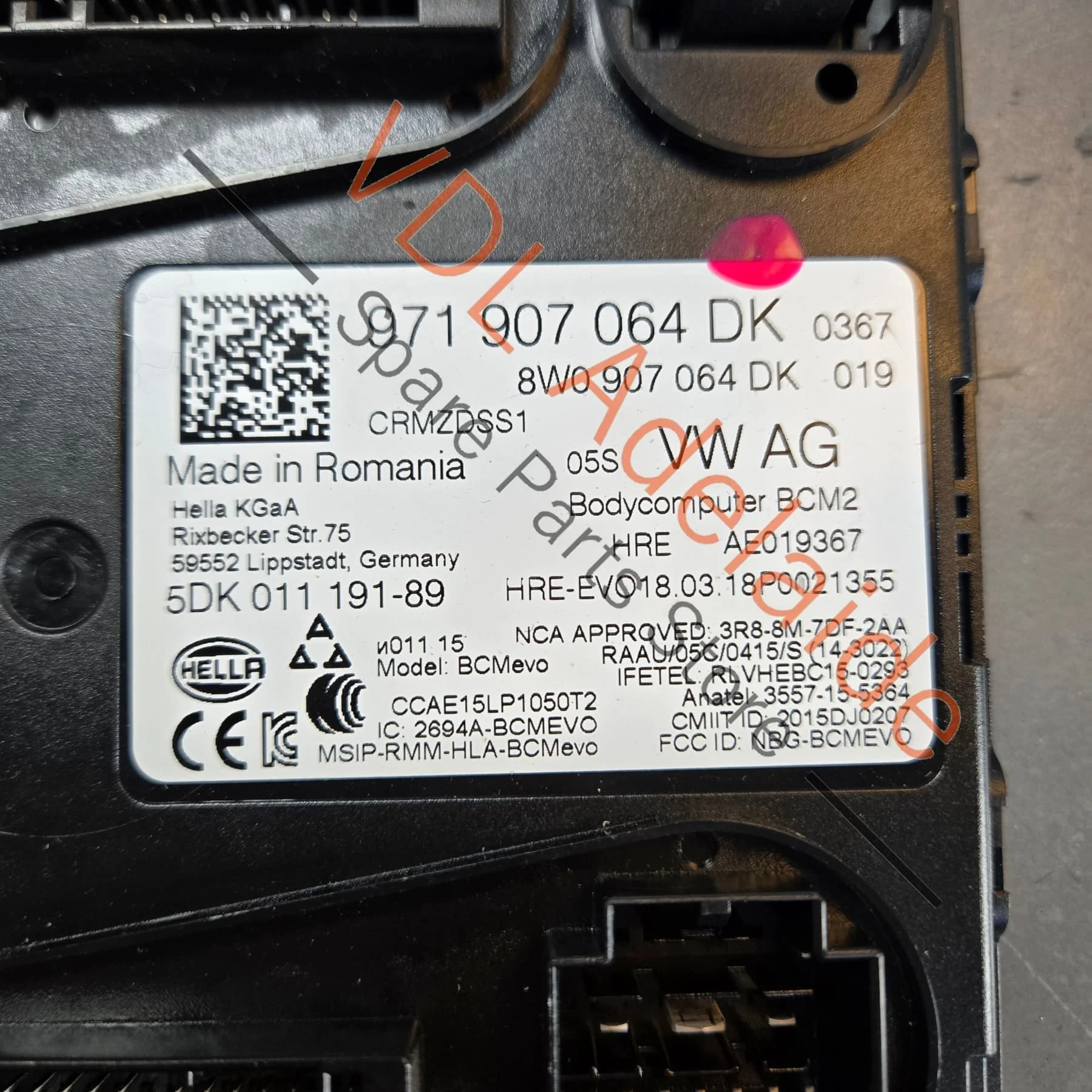 Porsche Body Control Module BCM 971907064DK PAA907064 5DK01119189 - Image 2