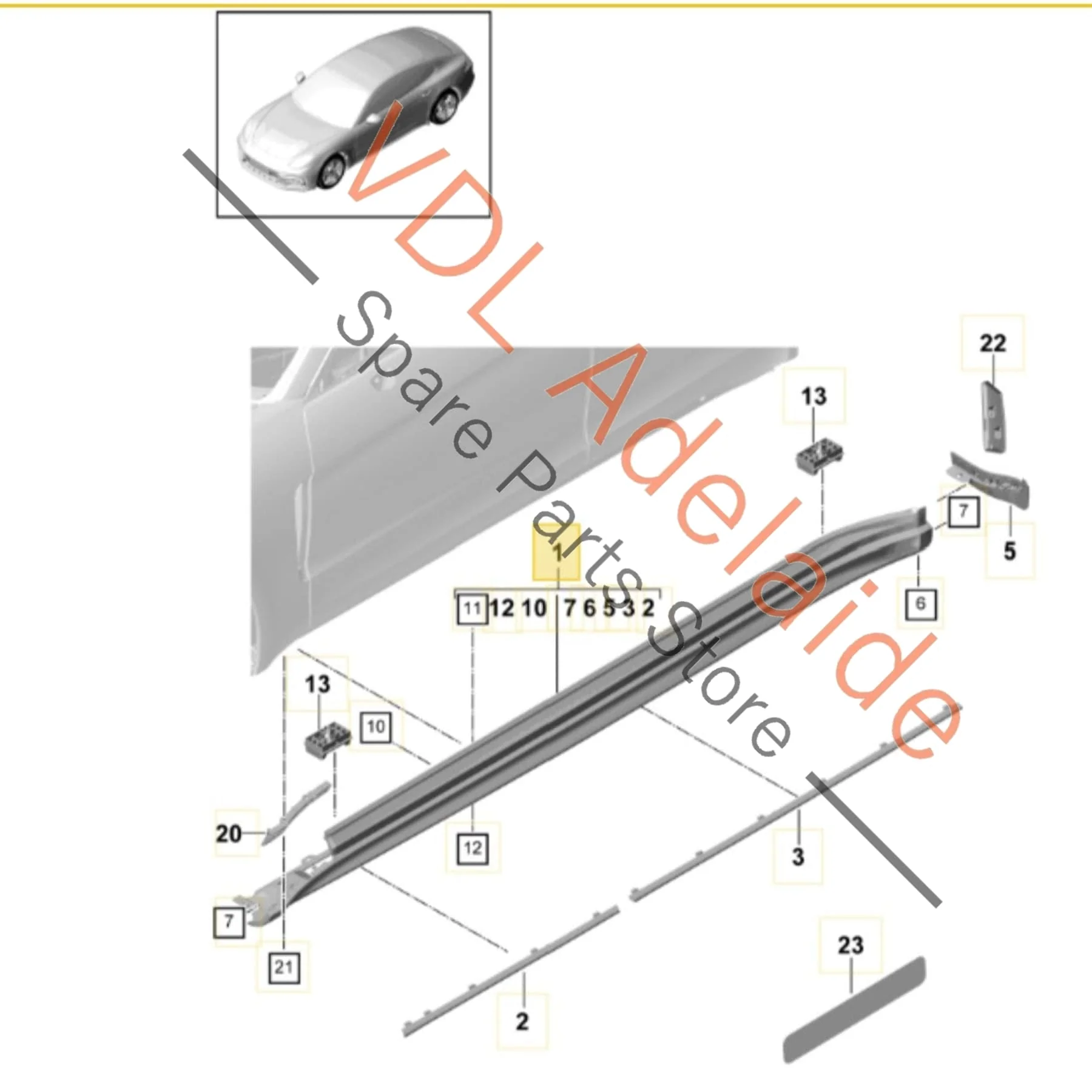 Porsche 971 Side Member Trim Sideskirt Side Skirt Rocker Molding 971854884B G2X - Image 2