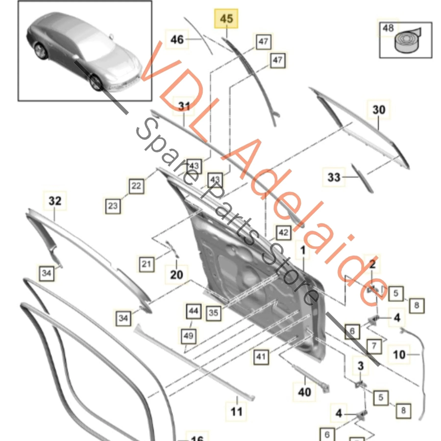 Porsche Panamera 971 Left Front Door Exterior B Pillar Trim Moulding Gloss Black 971853183 - Image 2