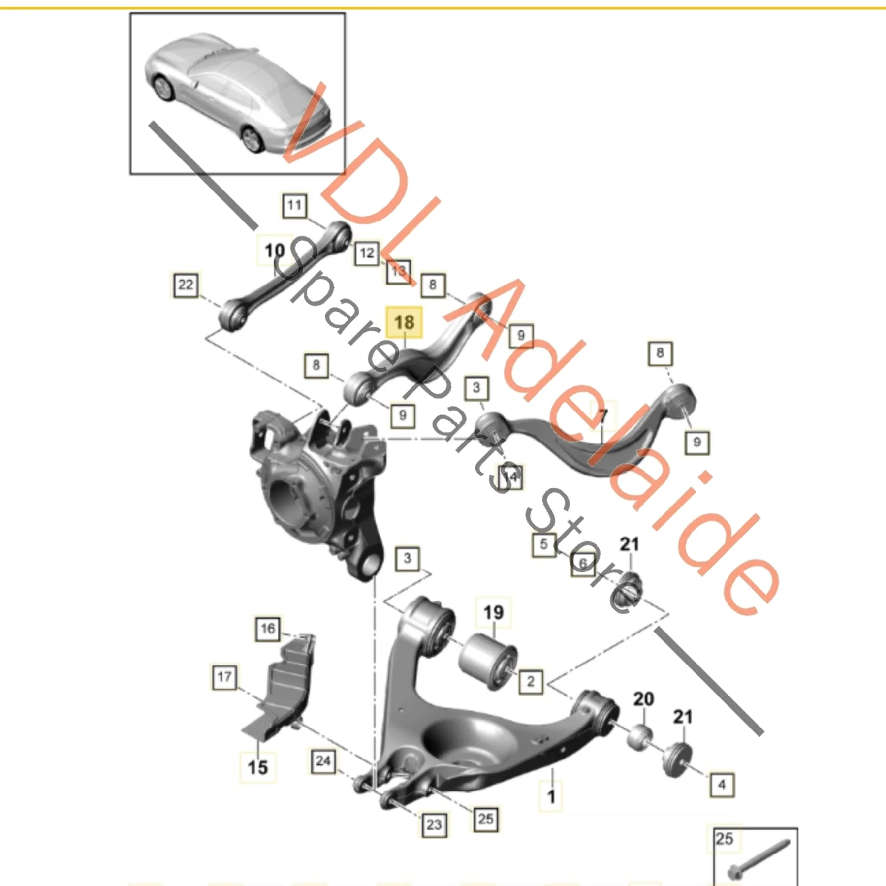 Porsche Panamera 971 Rear Suspension Track Control Arm Upper Left or Right 971505323 971505323B - Image 2