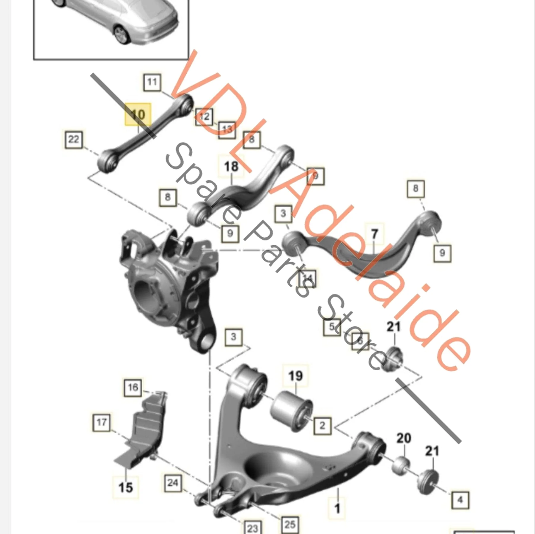 Porsche Panamera 971 Rear Suspension Track Control Arm 971501529A 971501531A - Image 3