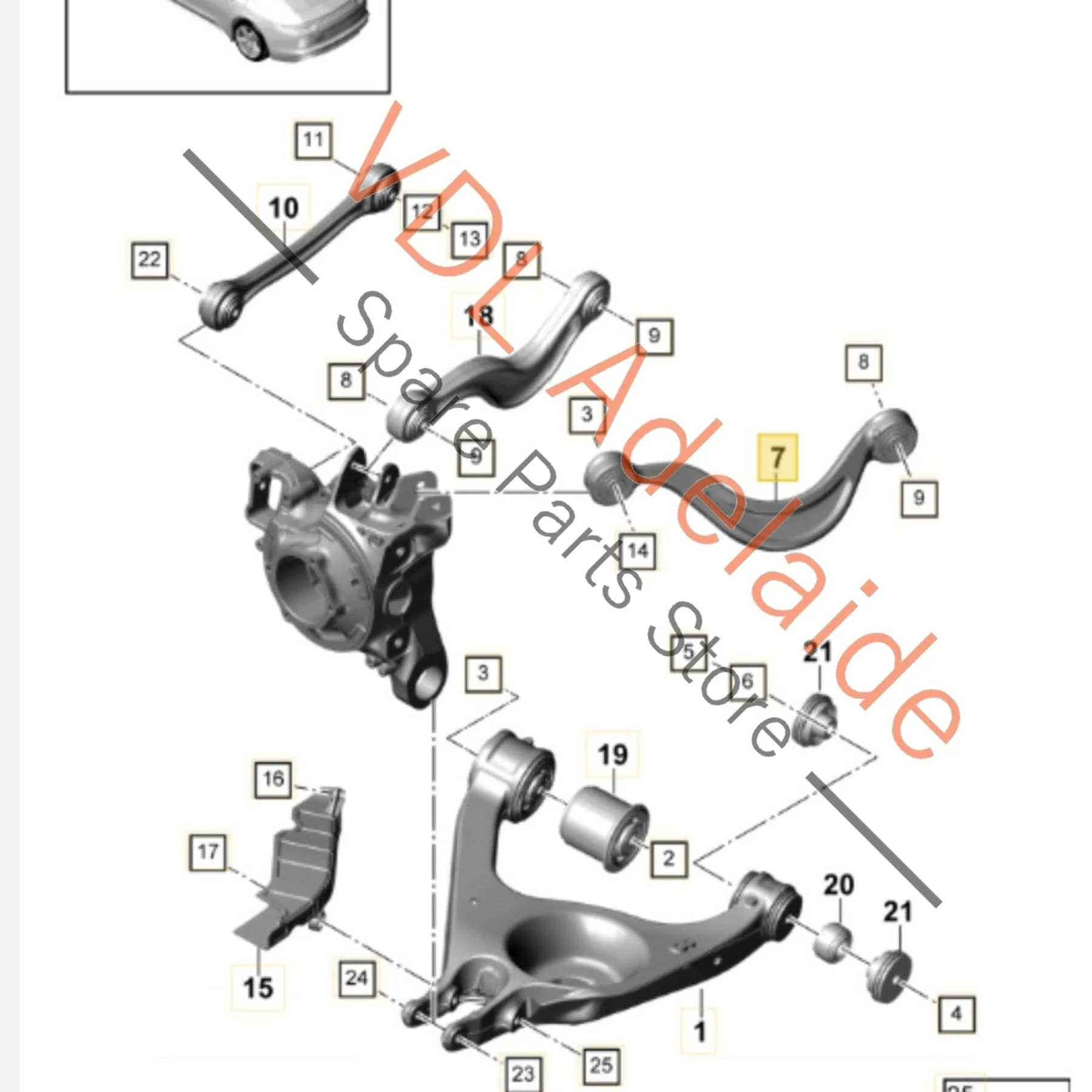 Porsche Panamera 971 Right RHS Rear Upper Suspension Track Control Arm 971505398 971505362 - Image 2