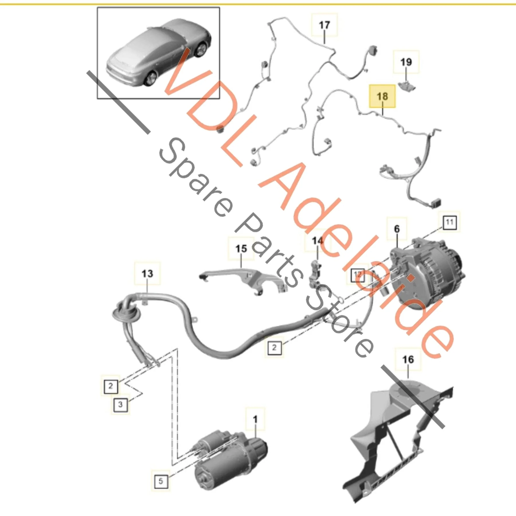 Porsche Main Power wire Cable for Starter Motor and Alternator 971971793N 971971793R - Image 2