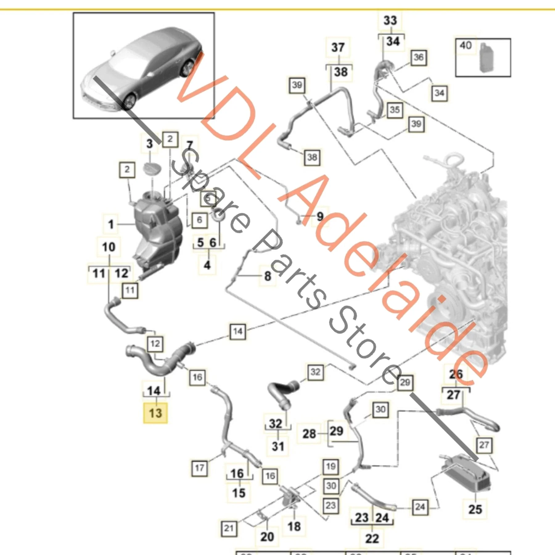 Porsche Coolant Expansion Tank Pipe Hose 971122051M - Image 2