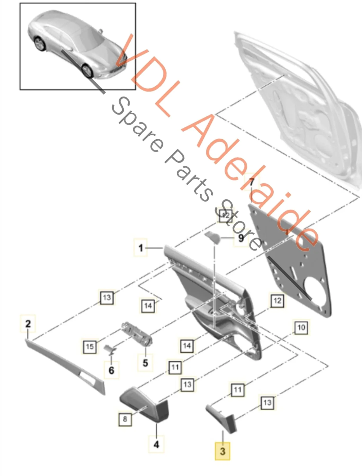 Porsche Panamera 971 Rear Left Door Mid Tone Speaker Cover Trim 971035793 - Image 2