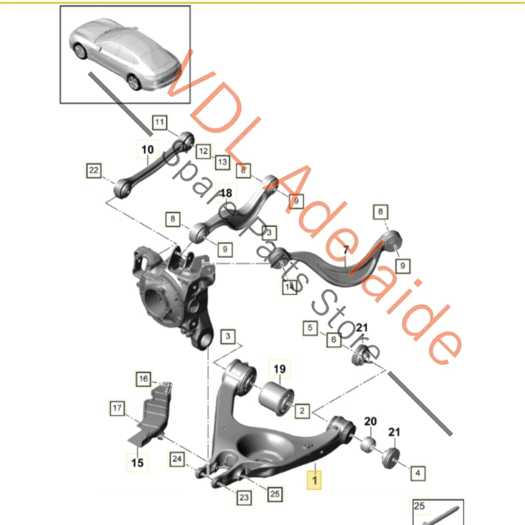 Porsche Panamera Rear Left Suspension Lower Control Arm Wishbone Suspension 971505375D 971505311E - Image 2