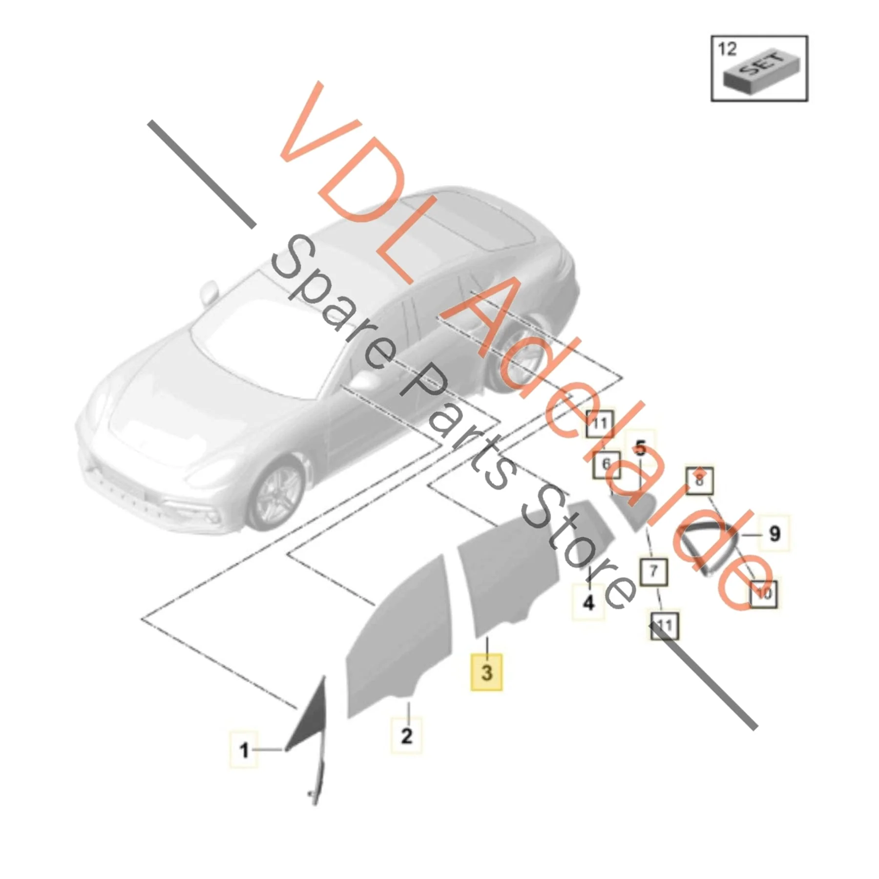 Porsche Panamera 971 Rear Left Side Door Glass Privacy Dark Tinted 971845317C - Image 2