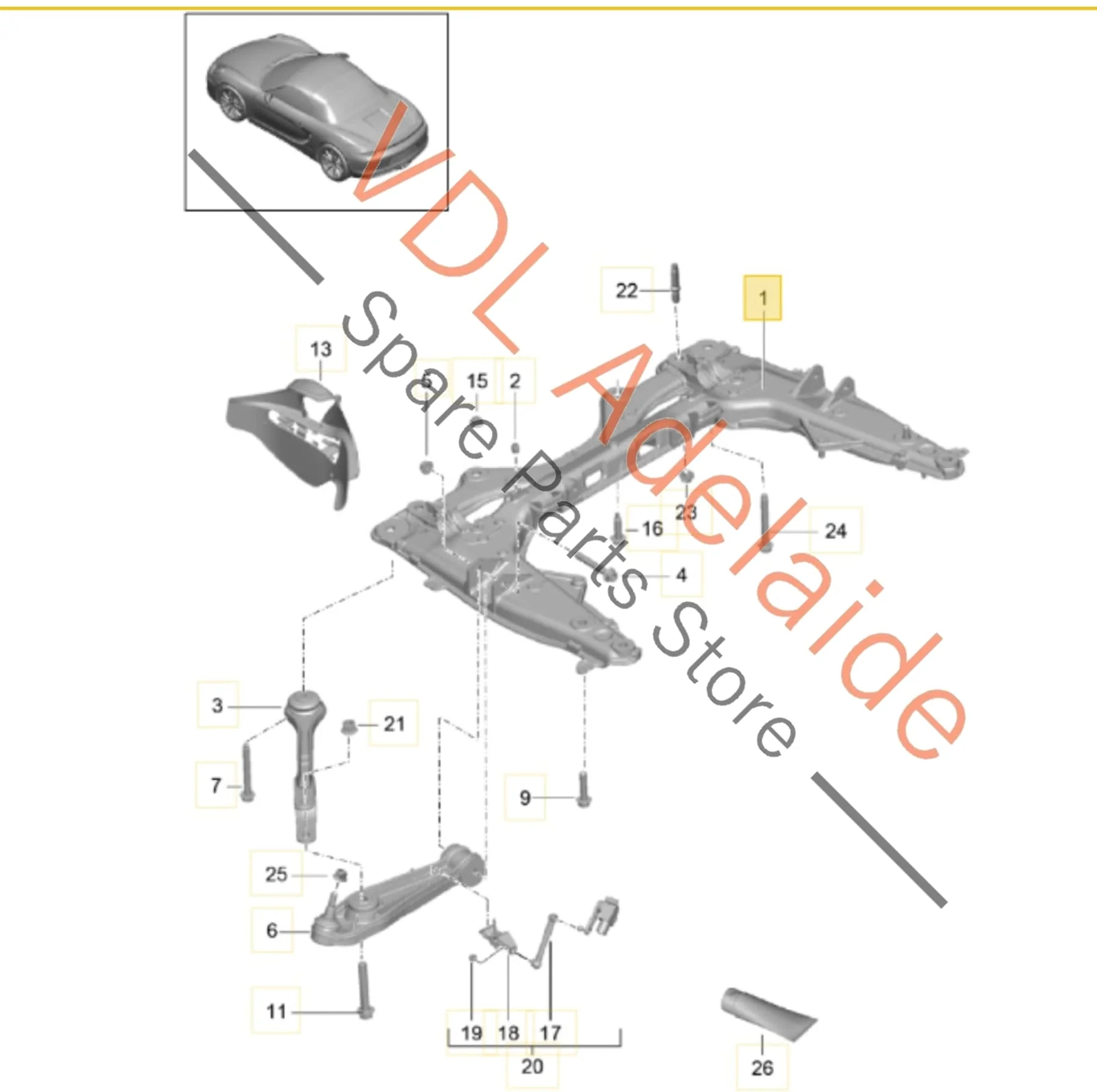 Porsche Cayman Boxster 911 Front Subframe Crossmember 991341081 - Image 2