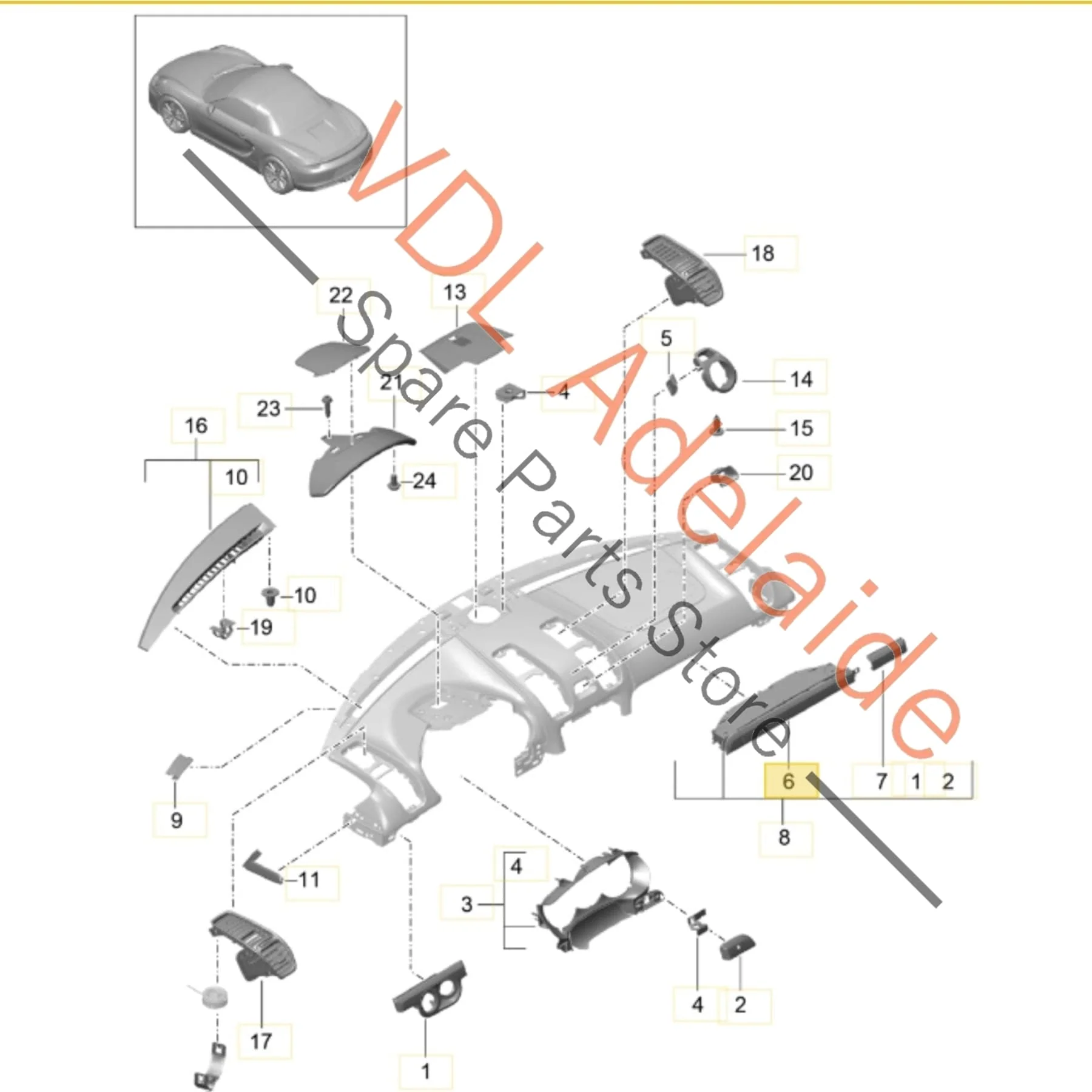 Porsche Boxster Cayman 911 Drinks Cup Holder for Dashboard Interior Left Side 99155219305 V08 - Image 2