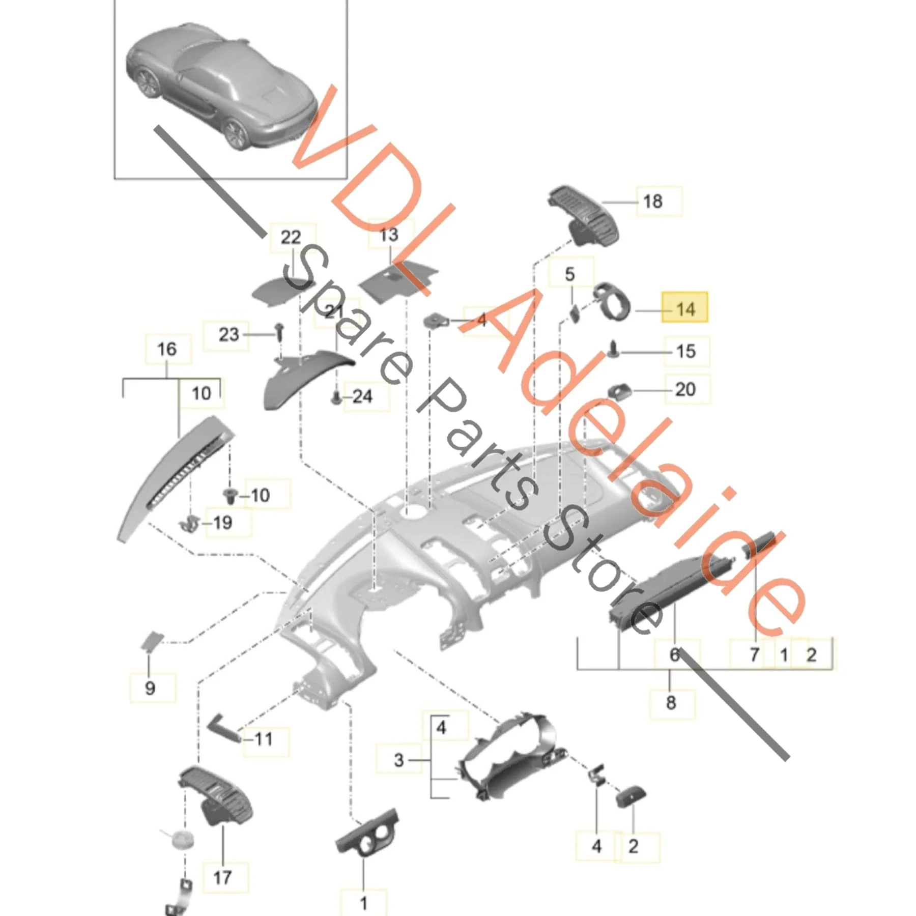 Porsche Boxster Cayman 981 Chrono Clock Stopwatch Installation Trim for Dash 98155239702 - Image 2