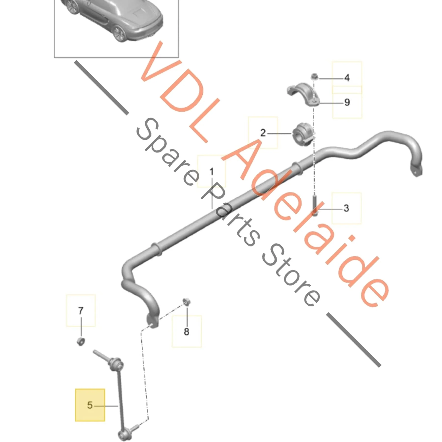 Porsche 911 Boxster Cayman Front Right Anti Roll Swaybar Linkage Link 99134307002 99107002 - Image 2
