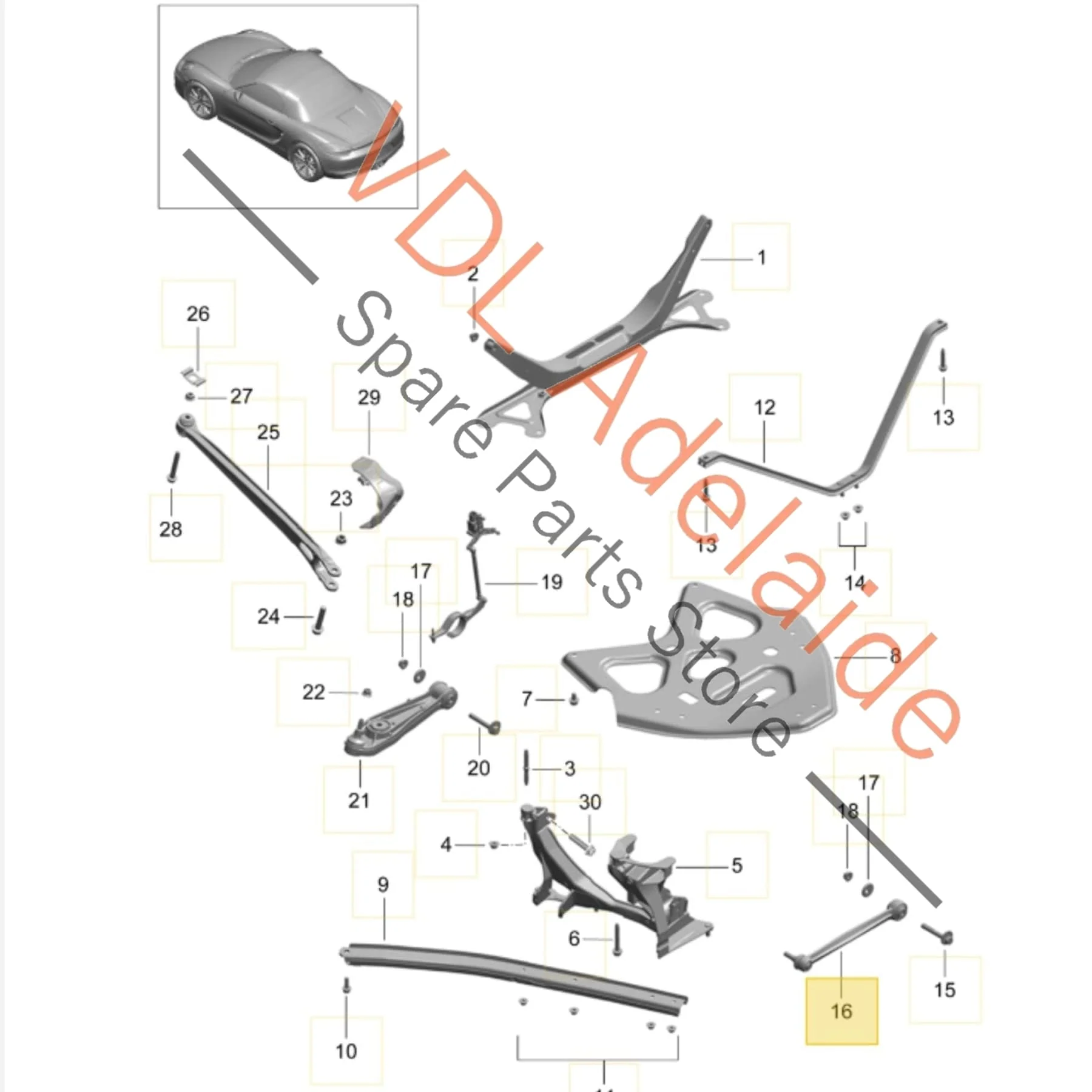 Porsche Cayman Boxster Rear Suspension Track Rod Guide Control Arm 98133124501 - Image 2