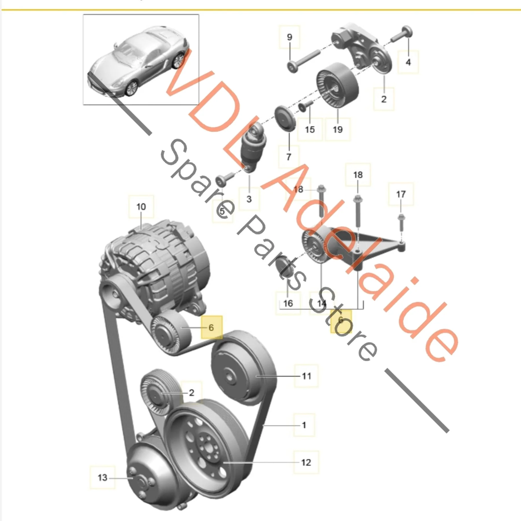 Porsche 911 Boxster Cayman Idler Pully 9A110203001 0PB145172 - Image 2