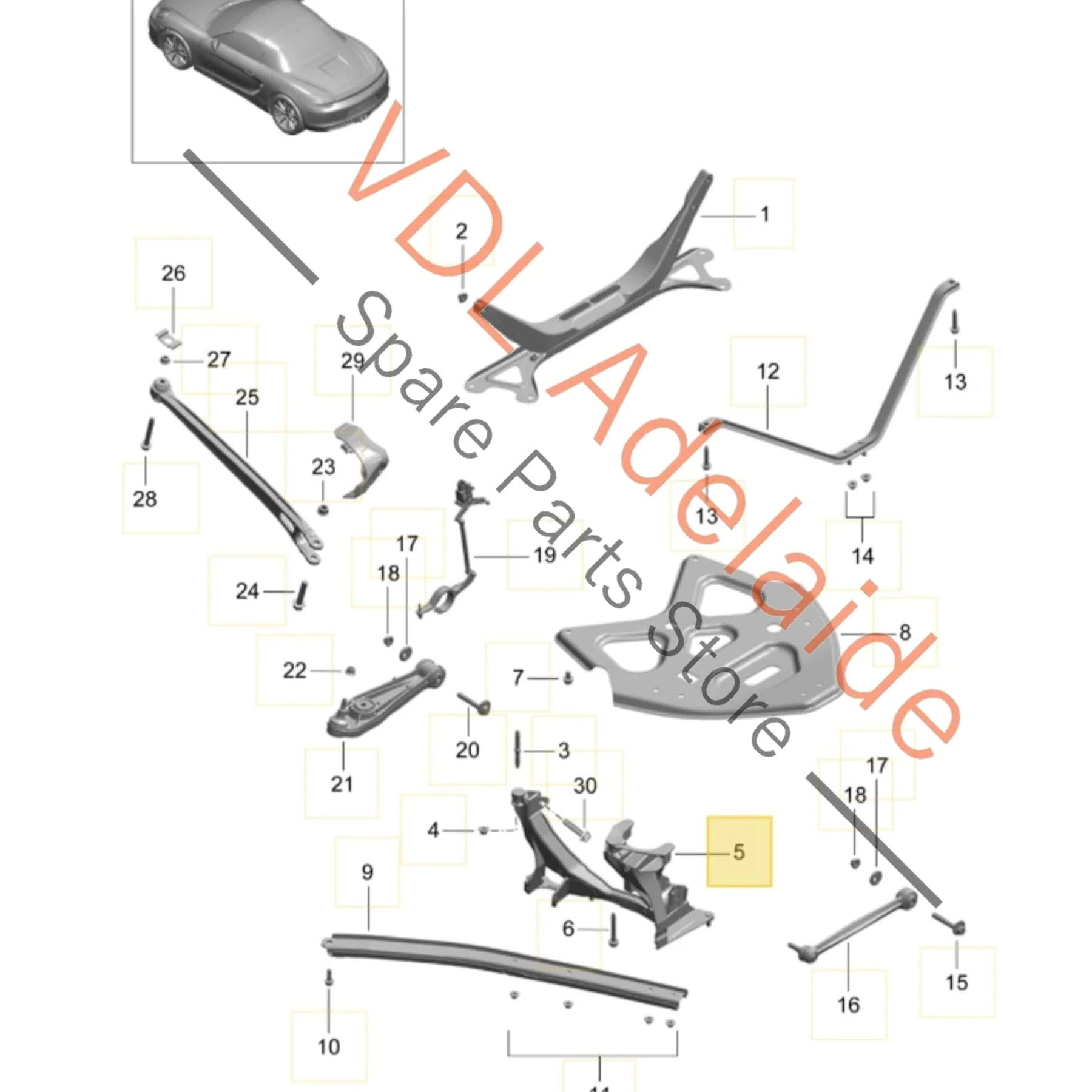 Porsche Boxster Cayman Rear Left Subframe Engine & Suspension Carrier Bracket 98133105108 98133105105 - Image 2