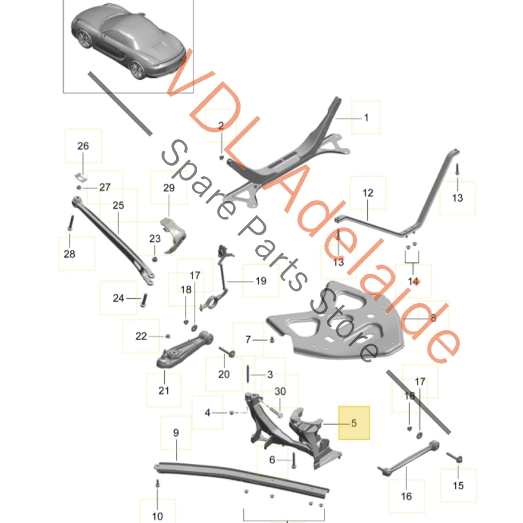 Porsche Boxster Cayman Rear Right Subframe Engine & Suspension Carrier Bracket 98133105208  98133105205 - Image 2