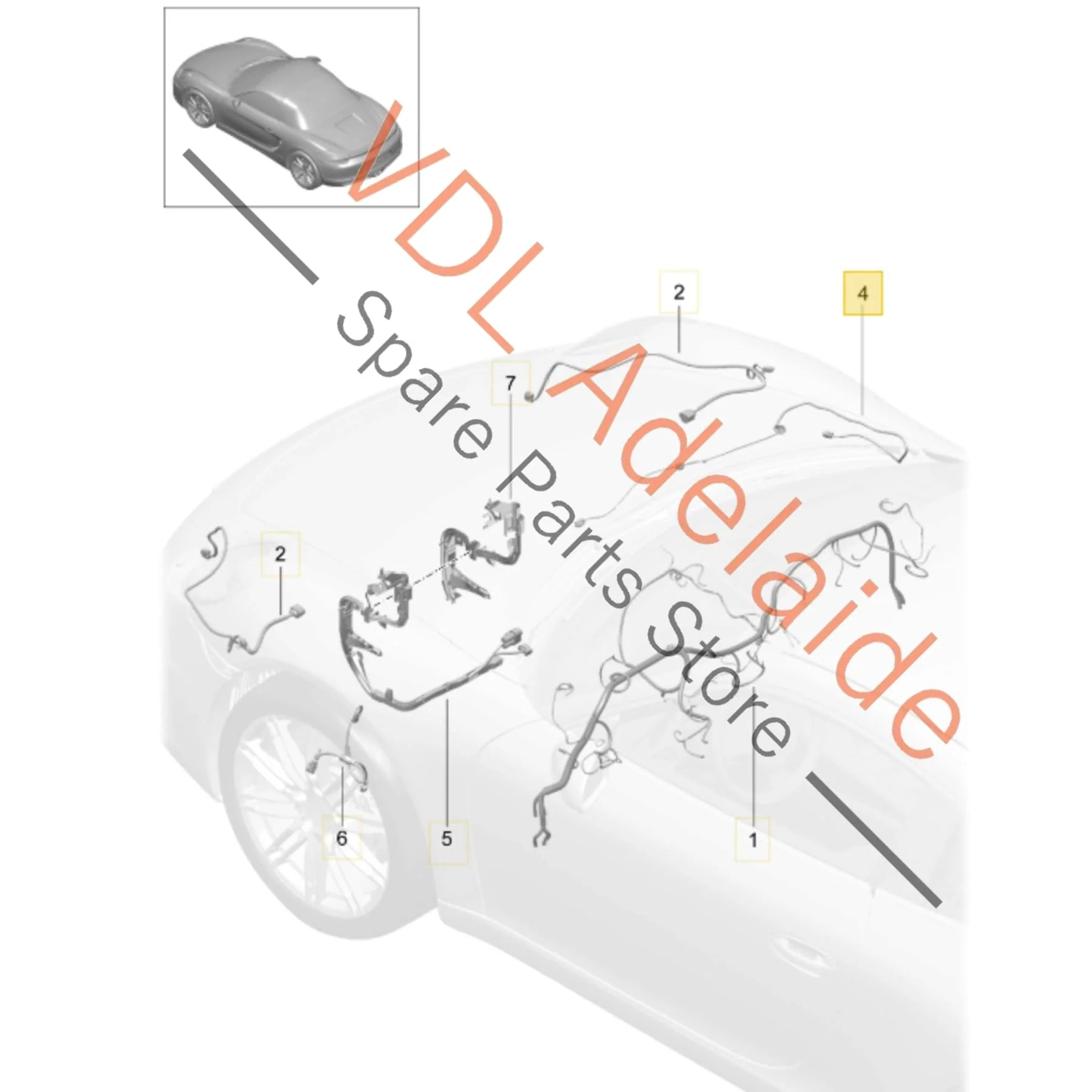 Porsche 911 Boxster Cayman Bonnet Wiring 99161259900 - Image 2
