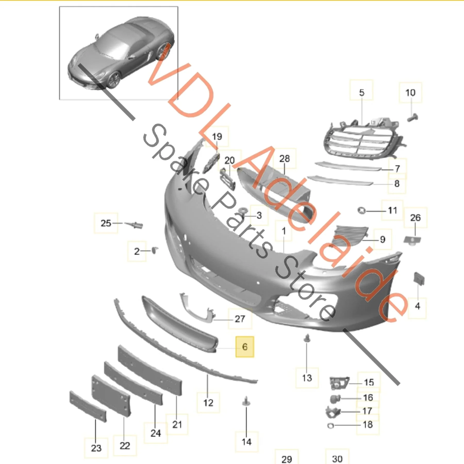 Porsche Boxster Cayman 981 Front Bumper Centre Grille Trim 98150556900 - Image 2