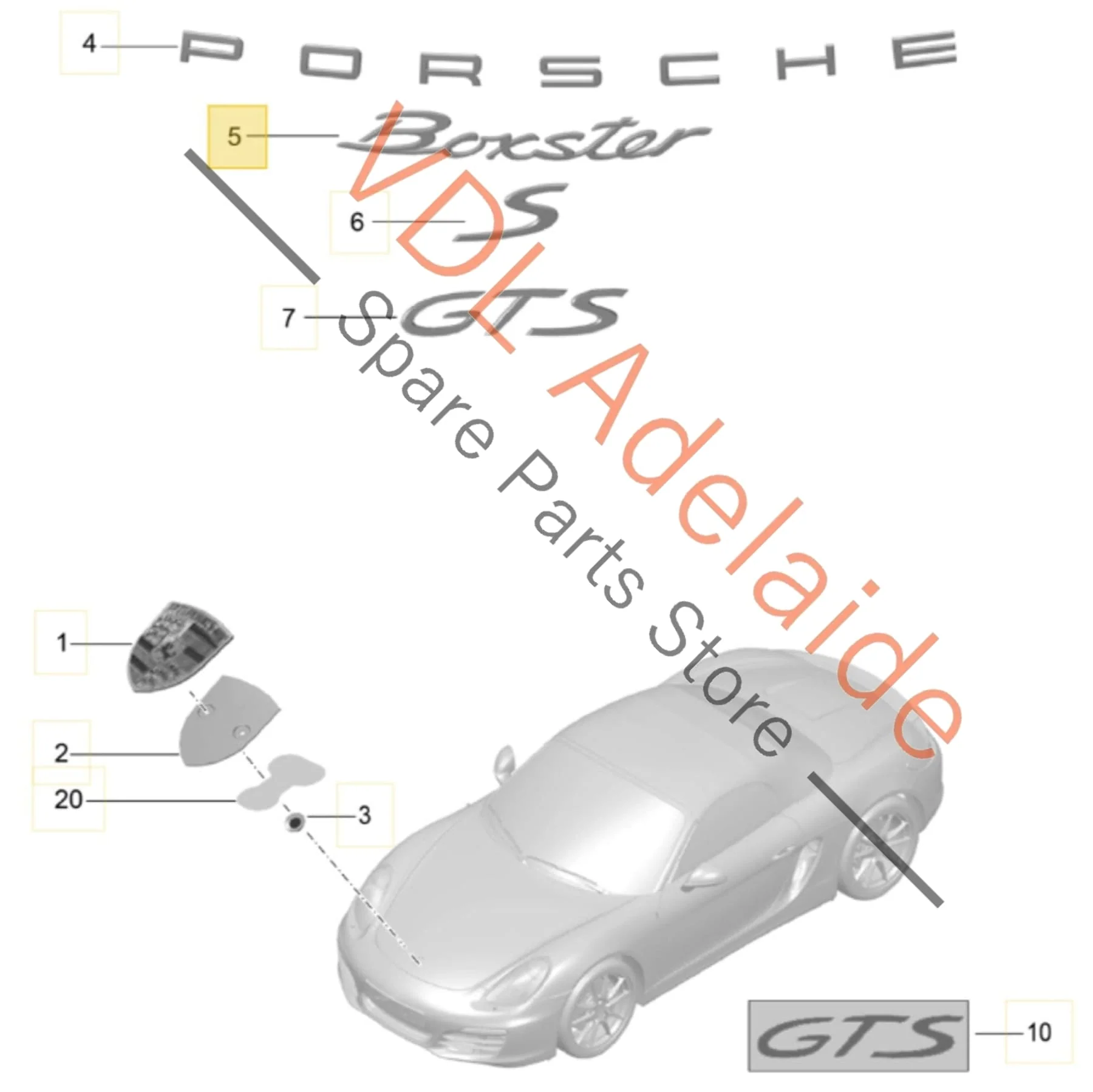 Porsche Boxster 981 Rear Badge Emblem Inscription 98155923701 - Image 2