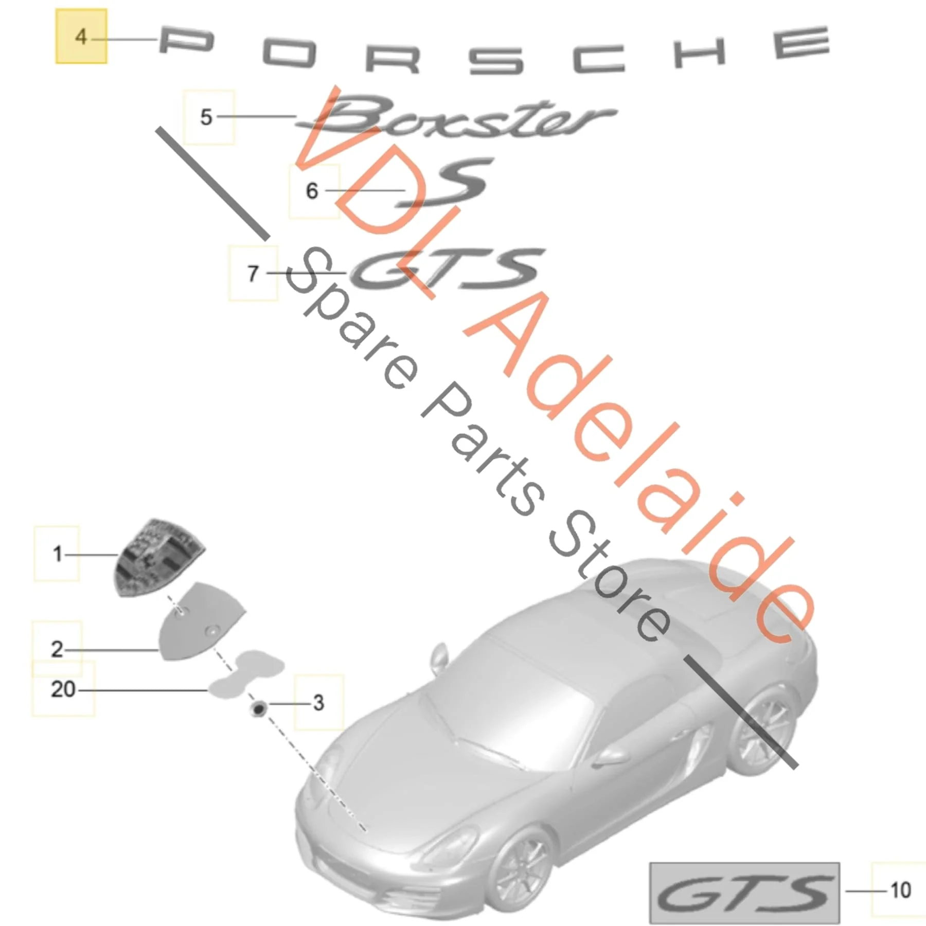 Porsche Cayman Boxster 981 Rear Badge Emblem Inscription 98155923300 - Image 2