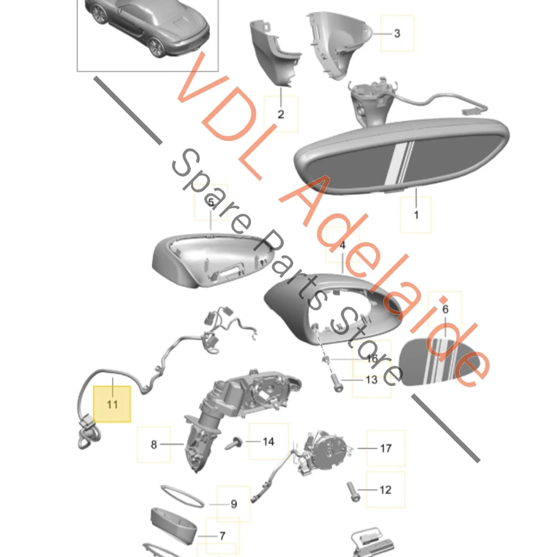 Porsche Boxster Cayman 911 Exterior Mirror Wiring Harness 99161271301 - Image 2