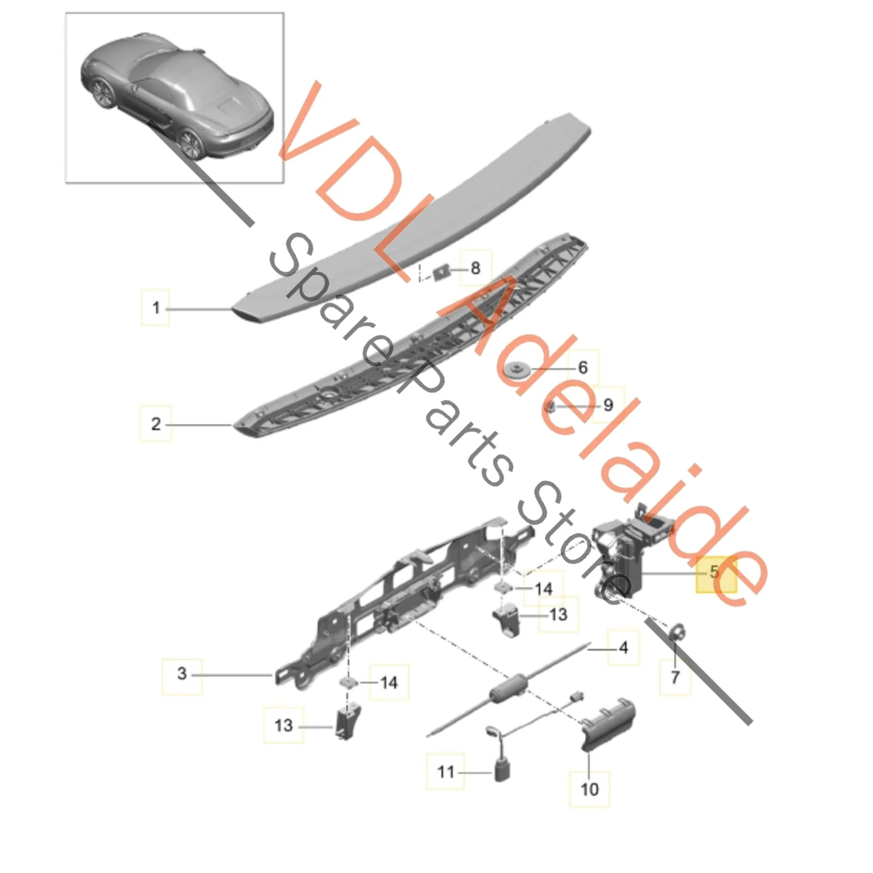 Porsche 911 Boxster Cayman Rear Spoiler Lift Mechanism Left 98150497100 - Image 2